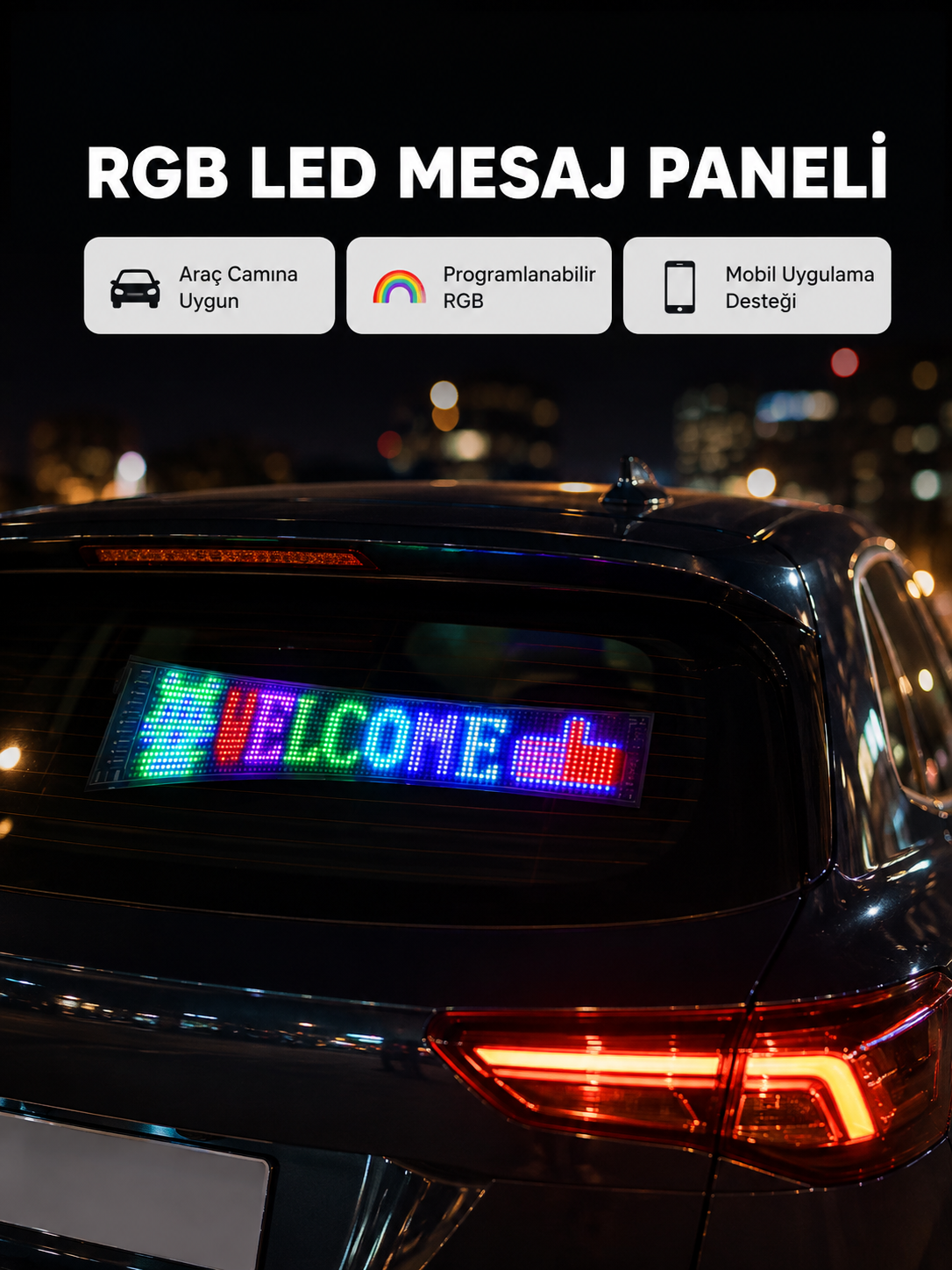 RGB LED Panel – Mobil Uyumlu, Yazı ve GIF Destekli, USB Bağlantılı Dekoratif Ekran - Lisinya