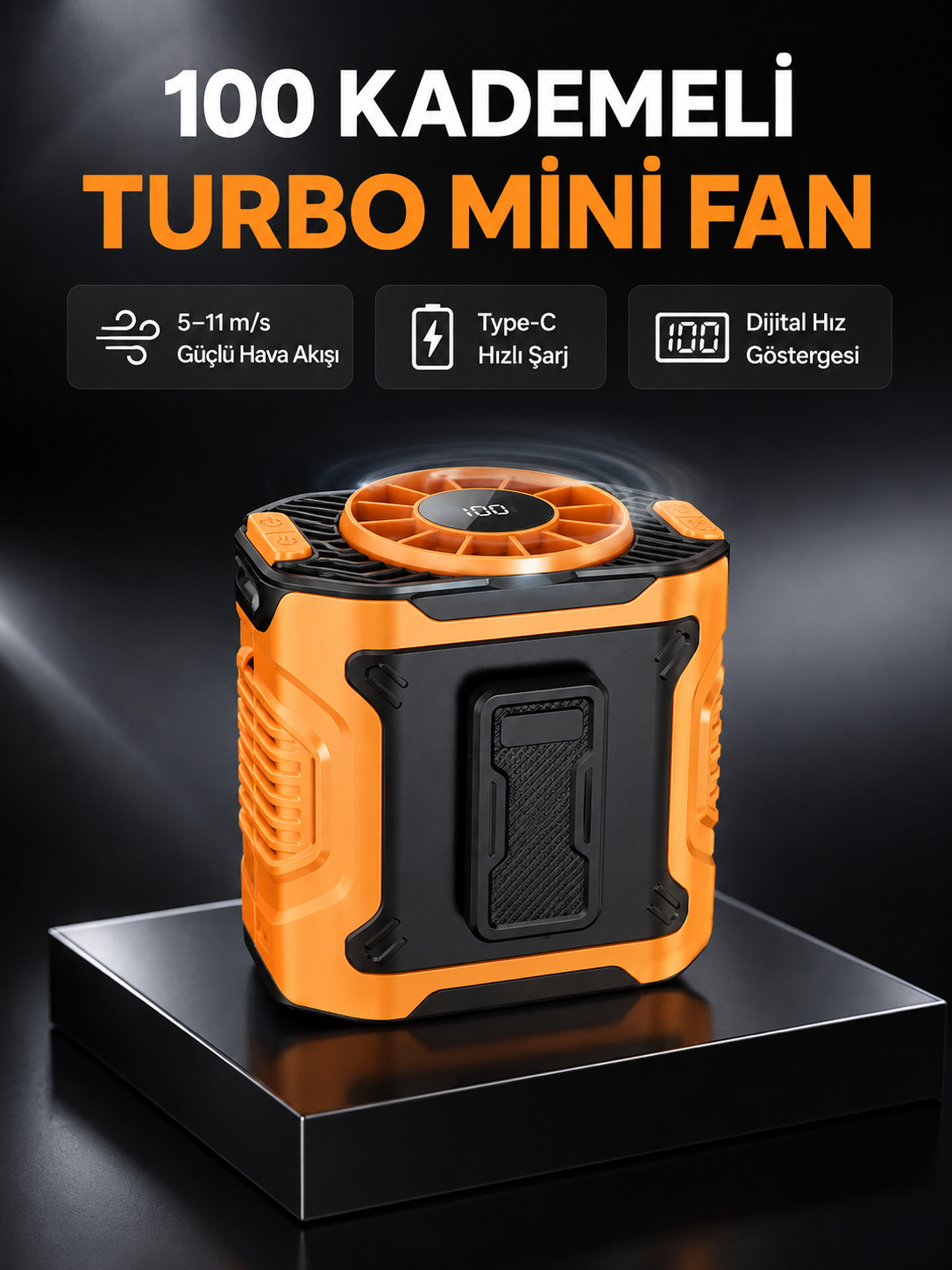 Dijital Ekranlı Turbo Mini Fan – 3 Kademeli Hız, Sessiz Çalışma ve Type-C Şarj - Lisinya Dijital Ekranlı Turbo Mini Fan – 3 Kademeli Hız, Sessiz Çalışma ve Type-C Şarj - Lisinya