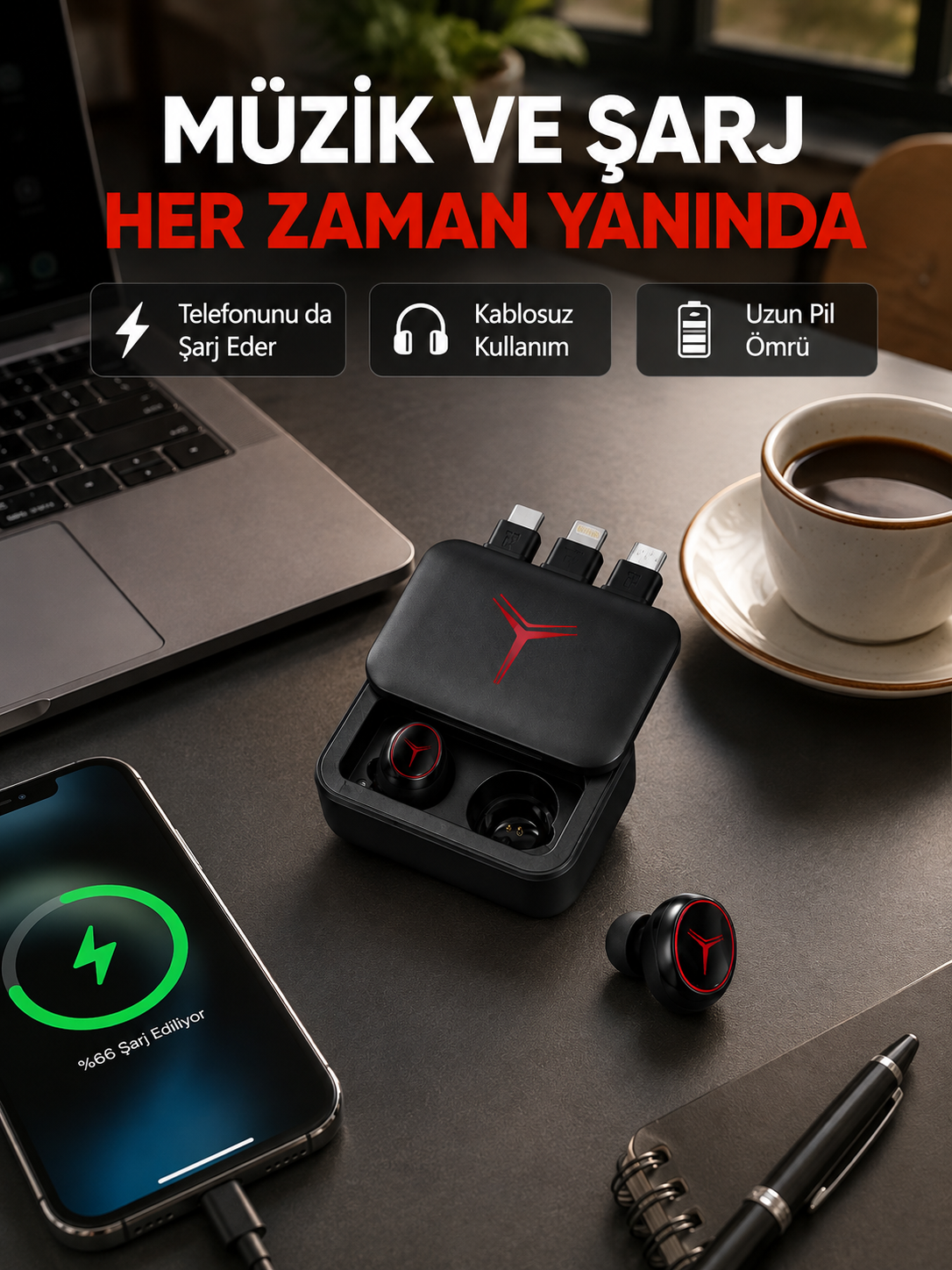 Powerbank Özellikli Bluetooth Kablosuz Kulaklık – Dokunmatik Kontrol, Uzun Pil Ömrü, Ergonomik Tasarım - Lisinya Powerbank Özellikli Bluetooth Kablosuz Kulaklık – Dokunmatik Kontrol, Uzun Pil Ömrü, Ergonomik Tasarım - Lisinya