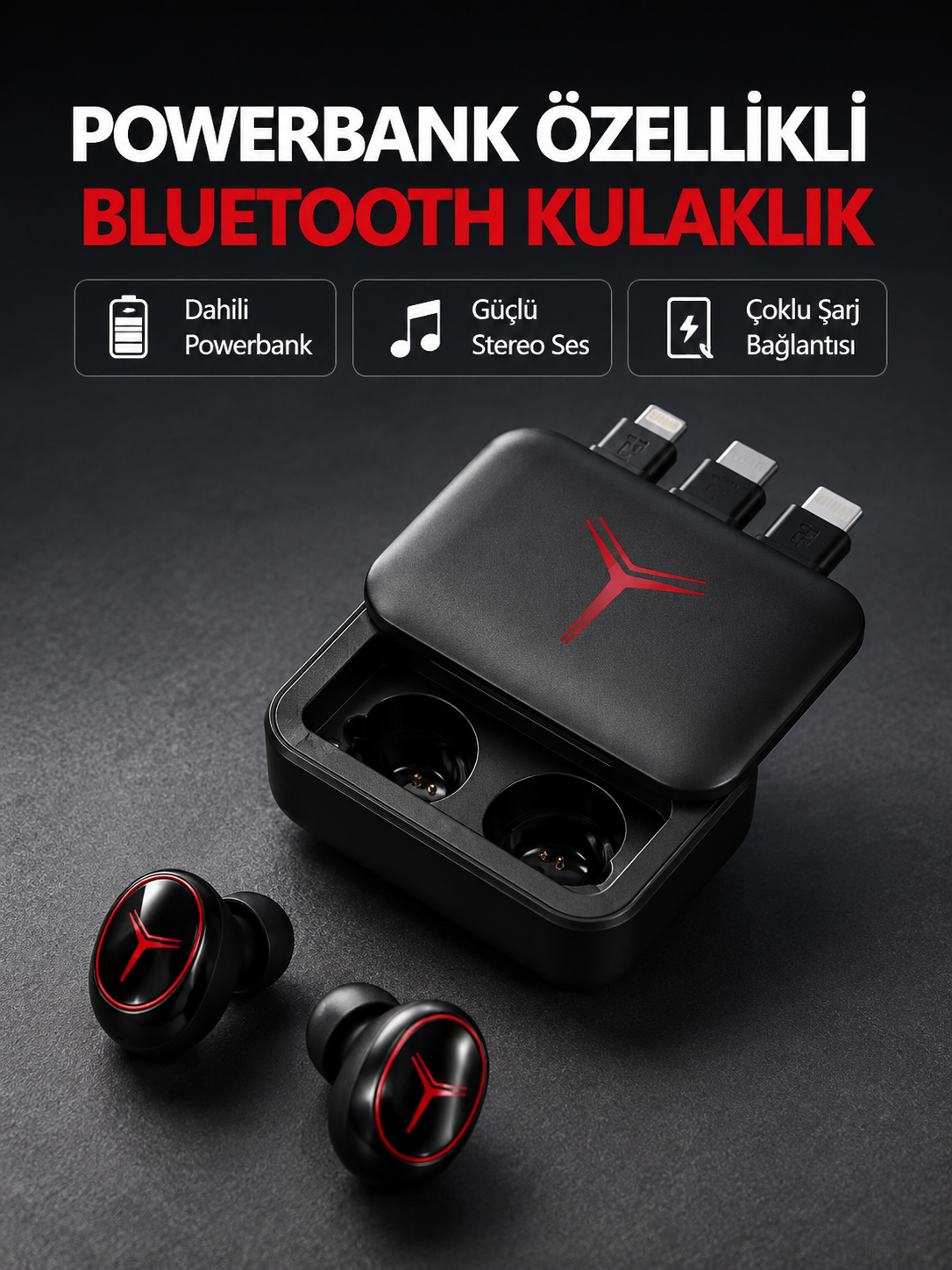 Powerbank Özellikli Bluetooth Kablosuz Kulaklık – Dokunmatik Kontrol, Uzun Pil Ömrü, Ergonomik Tasarım - Lisinya Powerbank Özellikli Bluetooth Kablosuz Kulaklık – Dokunmatik Kontrol, Uzun Pil Ömrü, Ergonomik Tasarım - Lisinya