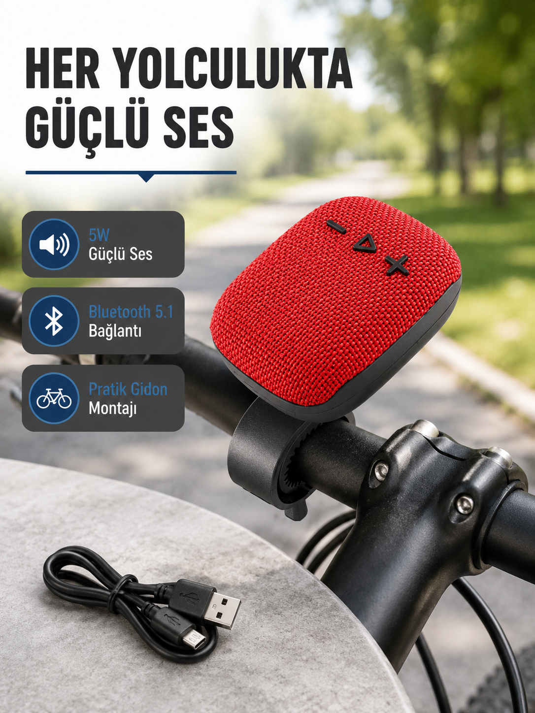 Taşınabilir Kablosuz Hoparlör – 5W Güç, TWS Bağlantı ve 800mAh Pil - Lisinya
