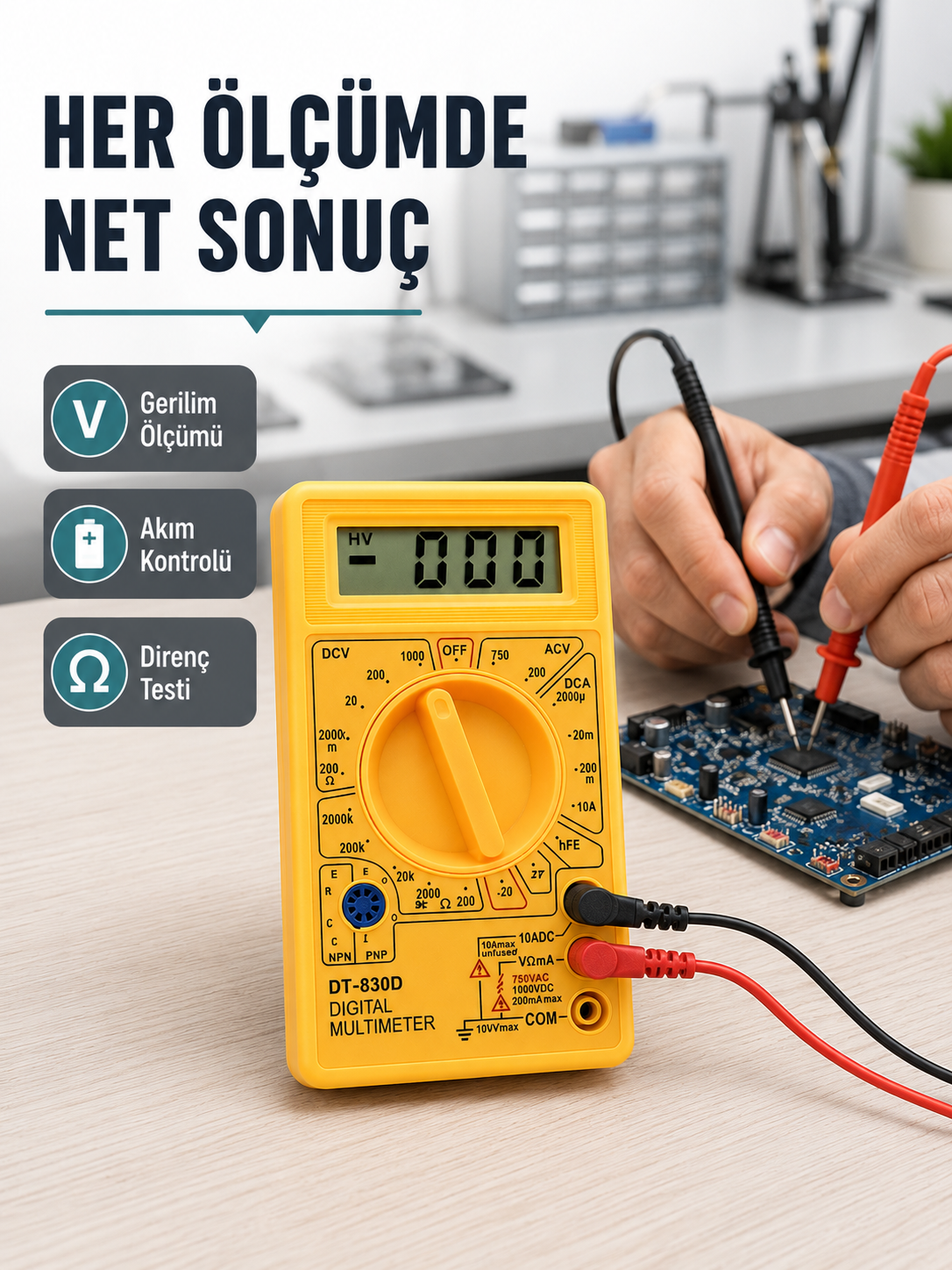 Profesyonel Dijital Multimetre Volt Amper Direnç Ölçümü Yeni Nesil - Lisinya