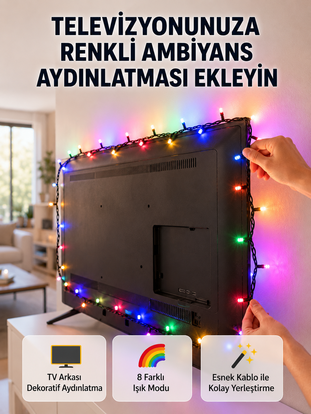 8 Modlu LED Işık Zinciri İç Mekan Dekoratif Aydınlatma Yeni Nesil - Lisinya