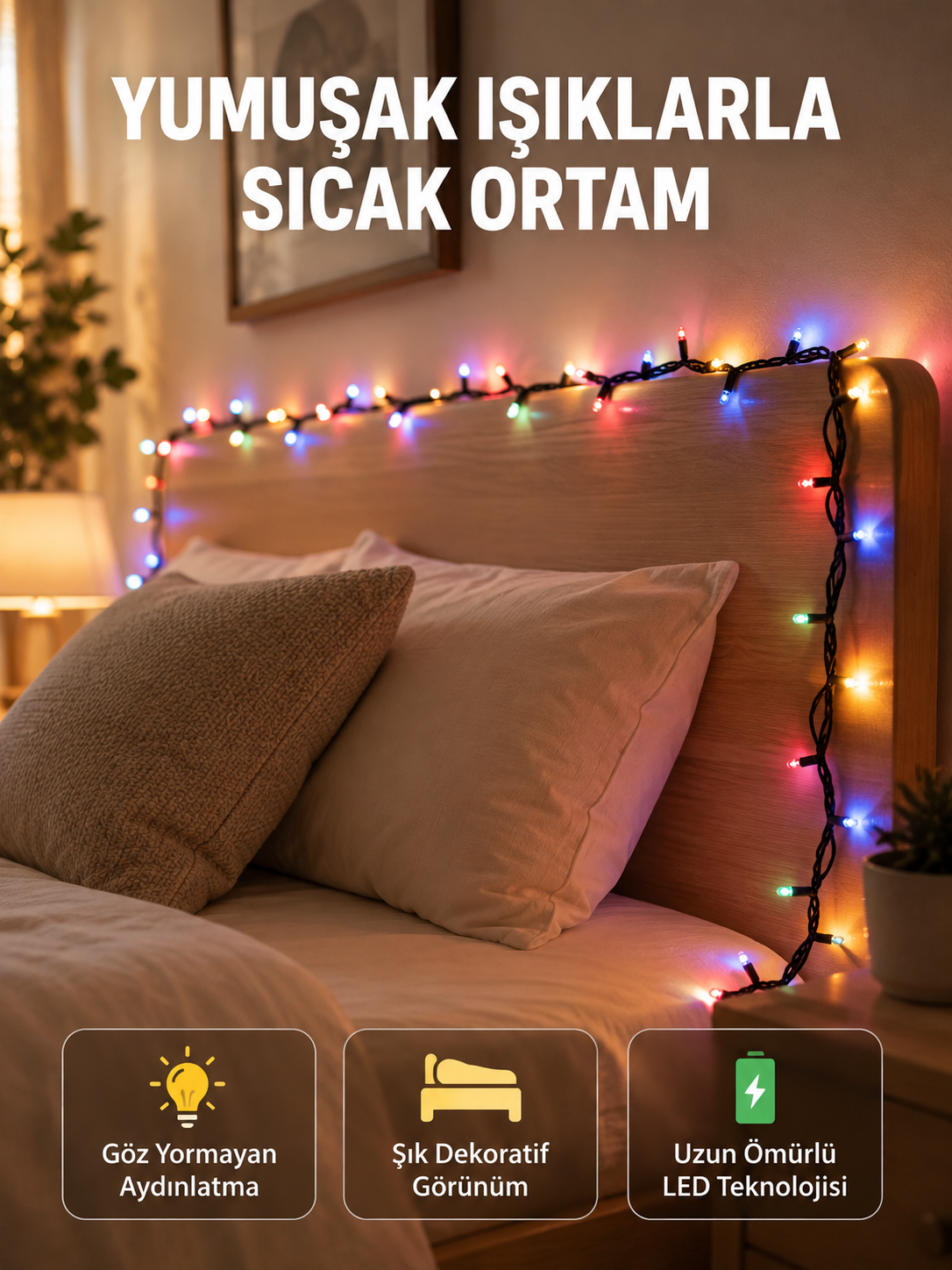 Enerji Tasarruflu Şeffaf Kablo 5 m 50 LED Dekor Işık Yeni Nesil - Lisinya