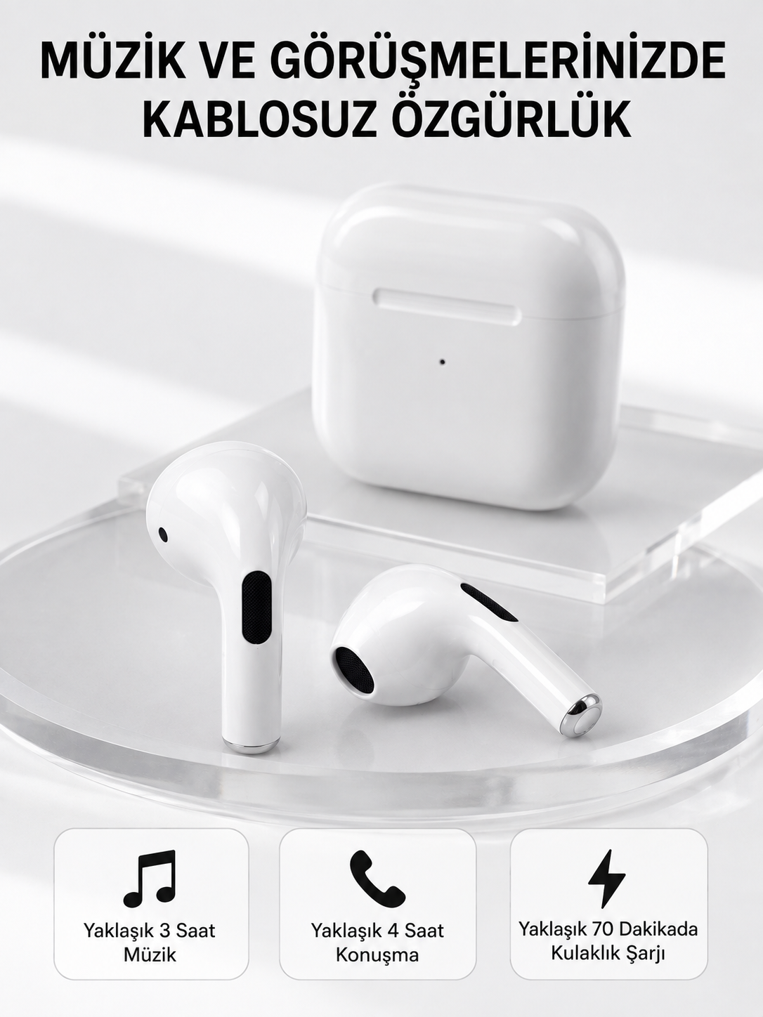 Bluetooth 5.3 TWS Kablosuz Kulak İçi Kulaklık 25 Metre Menzil Şarj Kutulu - Lisinya