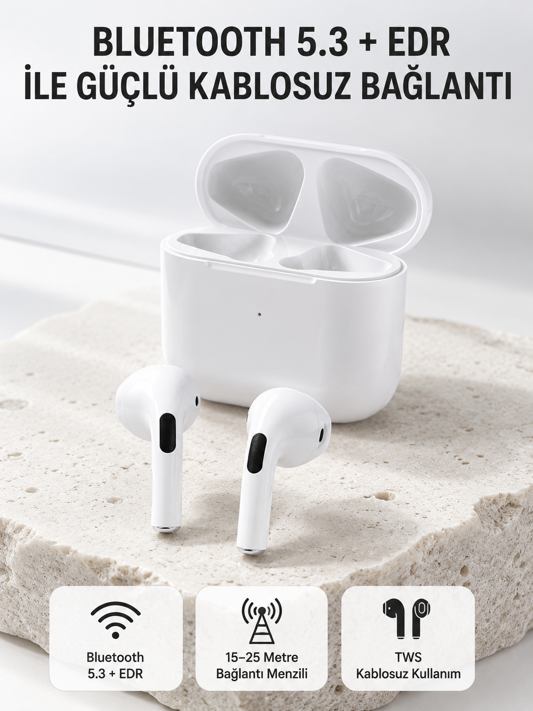 TWS Kablosuz Bluetooth Kulaklık 3 Saat Müzik 4 Saat Konuşma Şarj Kutulu - Lisinya