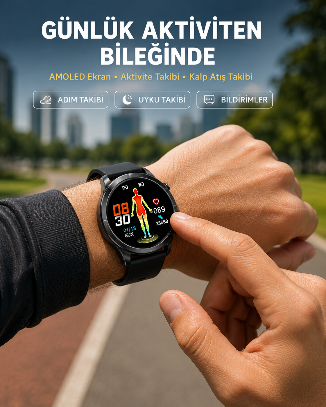 3 Kordonlu AMOLED Akıllı Saat – Sağlık Takipli - Lisinya