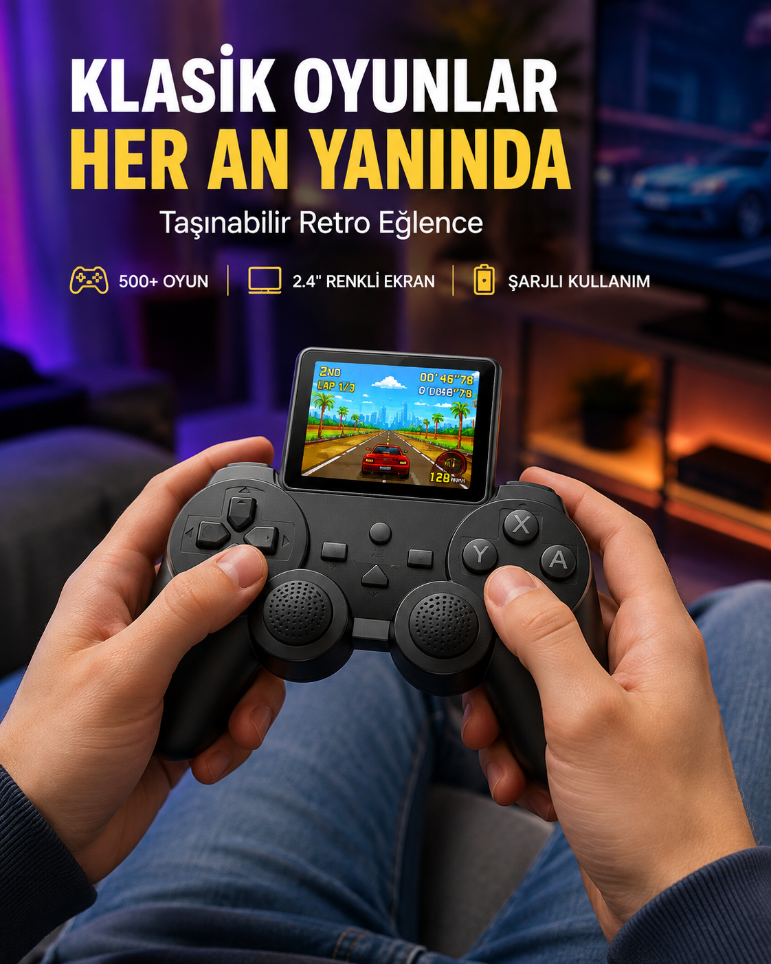 500 Dahili Oyunlu Taşınabilir Retro El Konsolu-2.4 inç Renkli Ekranlı - Lisinya 500 Dahili Oyunlu Taşınabilir Retro El Konsolu-2.4 inç Renkli Ekranlı - Lisinya