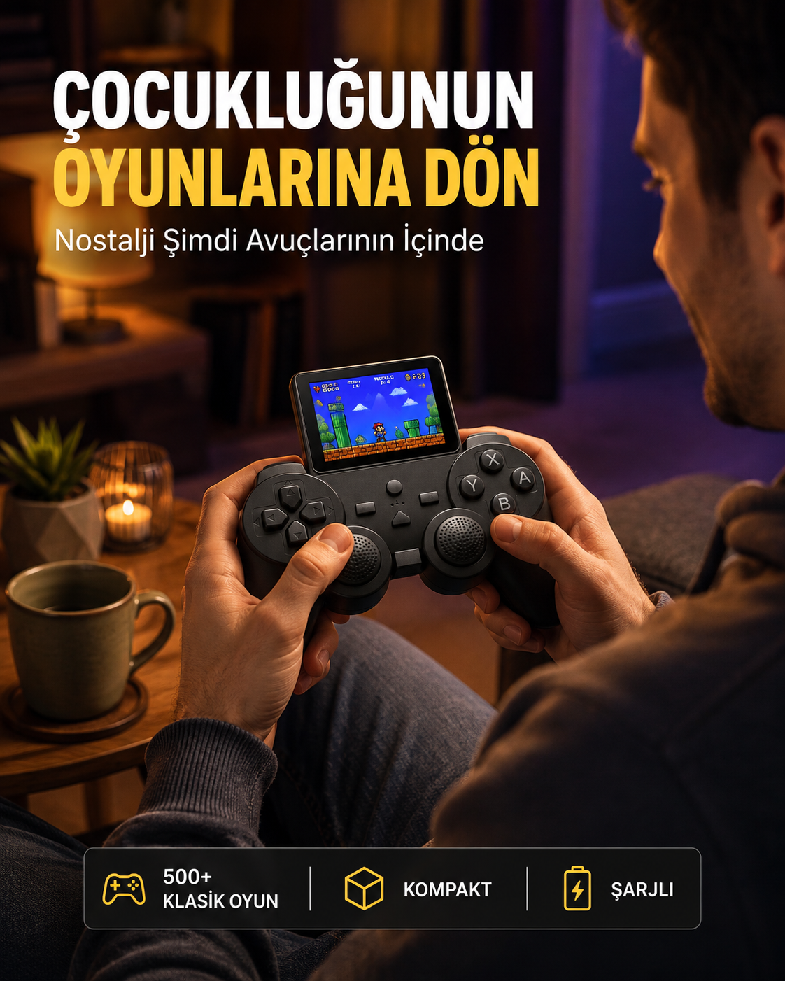 2.4 İnç HD Renkli Ekranlı 500-in-1 Taşınabilir Retro Oyun Konsolu, Kablolu TV Bağlantısı ve Uzun Pil Ömrü - Lisinya