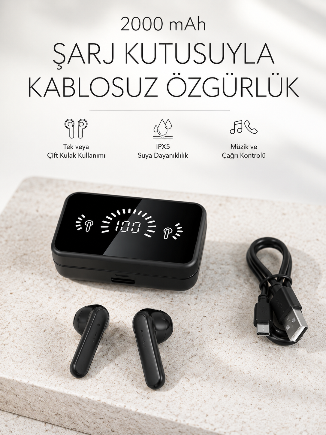 Bluetooth 5.1 Destekli  bluetooth kulaklık – ANC ve Stereo Sesli - Lisinya