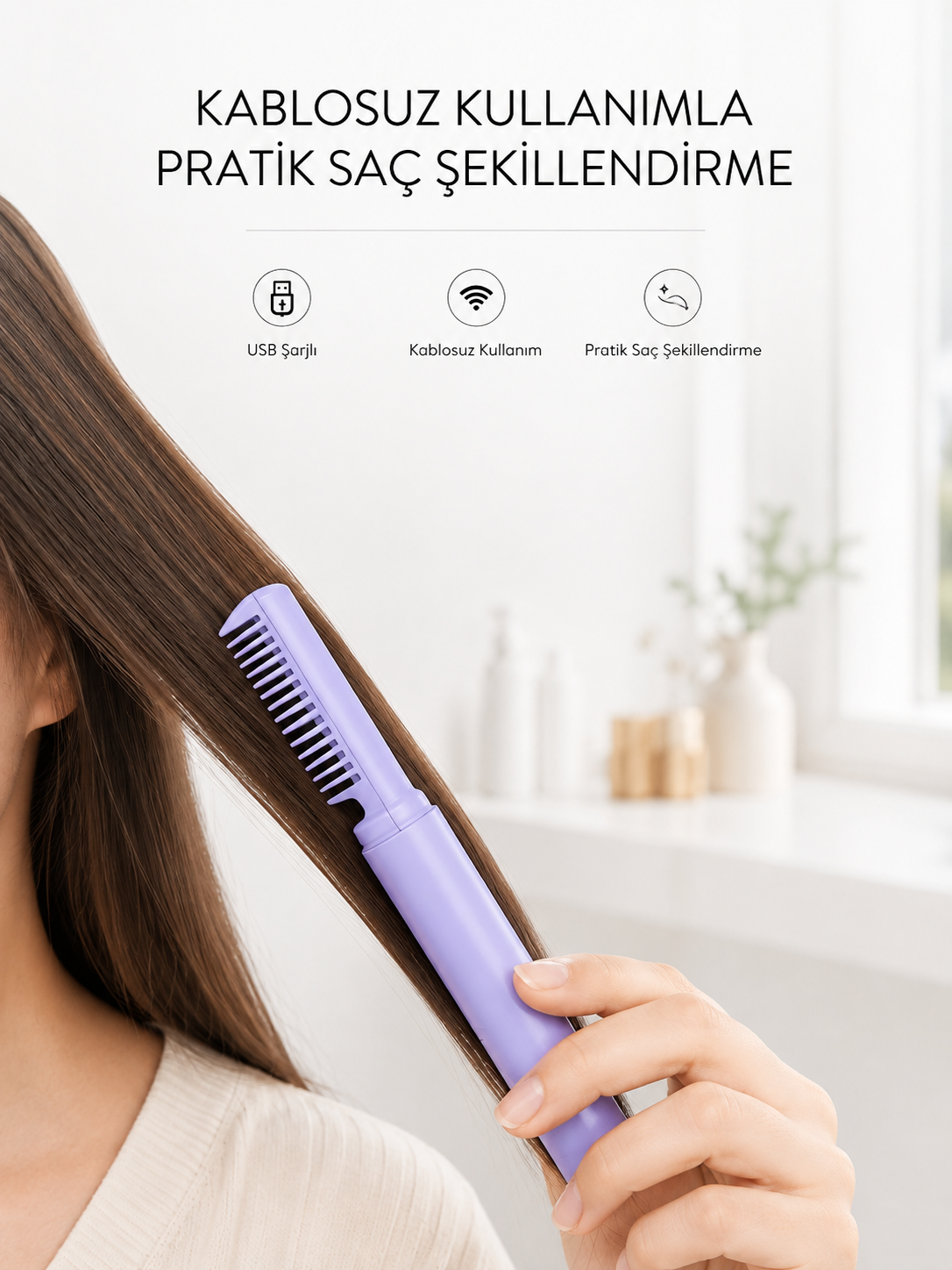 Ayarlanabilir Isı Kontrollü Saç Şekillendirici – İnce ve Kalın Tellere Uyumlu - Lisinya