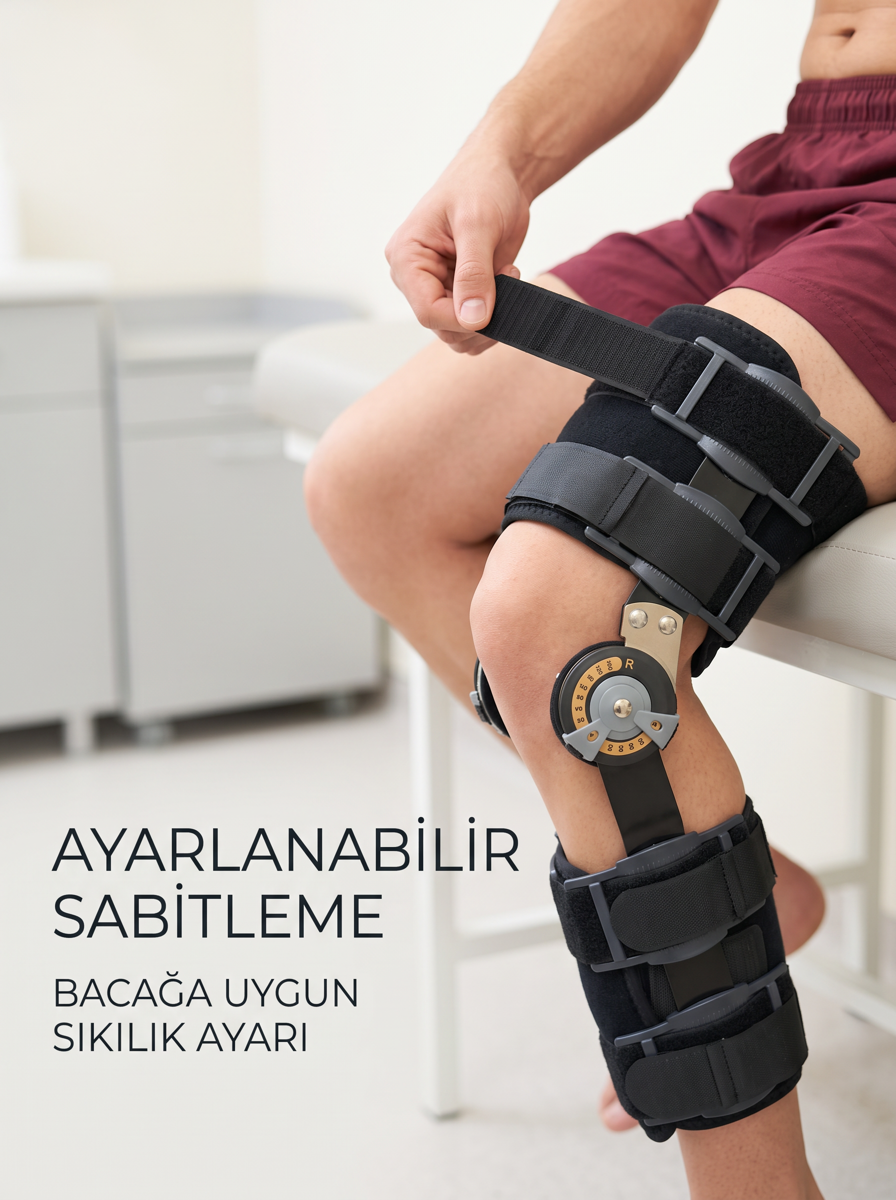 Açı Ayarlı Dizlik Yan Menteşeli Ayarlanabilir Cırtlı Diz Destek Aparatı - Lisinya Açı Ayarlı Dizlik Yan Menteşeli Ayarlanabilir Cırtlı Diz Destek Aparatı - Lisinya