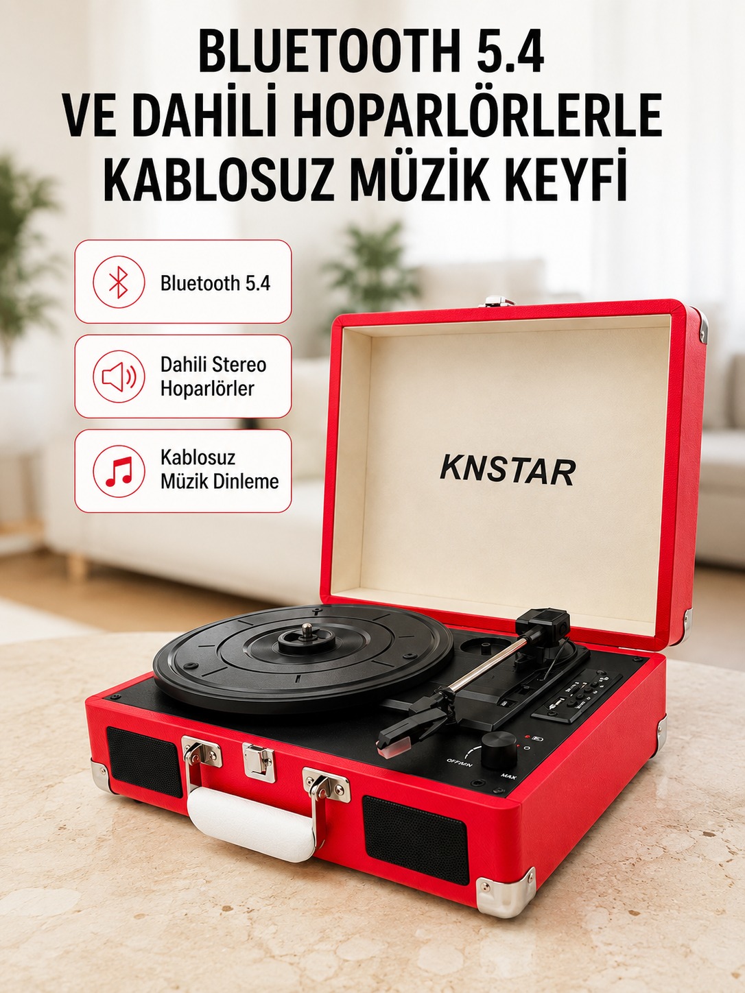 Taşınabilir Bavul Tipi Pikap Bluetooth Özellikli Dahili Hoparlörlü USB ve SD Kart Destekli Kırmızı - Lisinya Taşınabilir Bavul Tipi Pikap Bluetooth Özellikli Dahili Hoparlörlü USB ve SD Kart Destekli Kırmızı - Lisinya