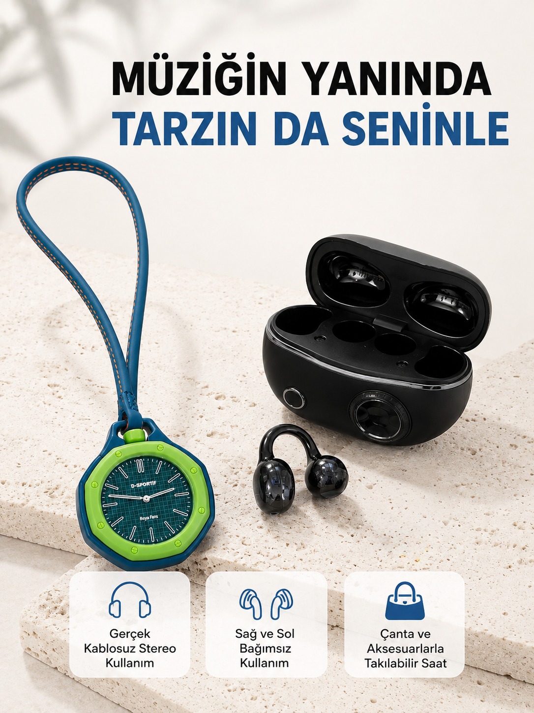 Kablosuz Kulaklık ve Yeşil Askılı Çanta Charm Saat Kampanya Seti Şarj Kutulu Bluetooth Kulaklık - Lisinya Kablosuz Kulaklık ve Yeşil Askılı Çanta Charm Saat Kampanya Seti Şarj Kutulu Bluetooth Kulaklık - Lisinya