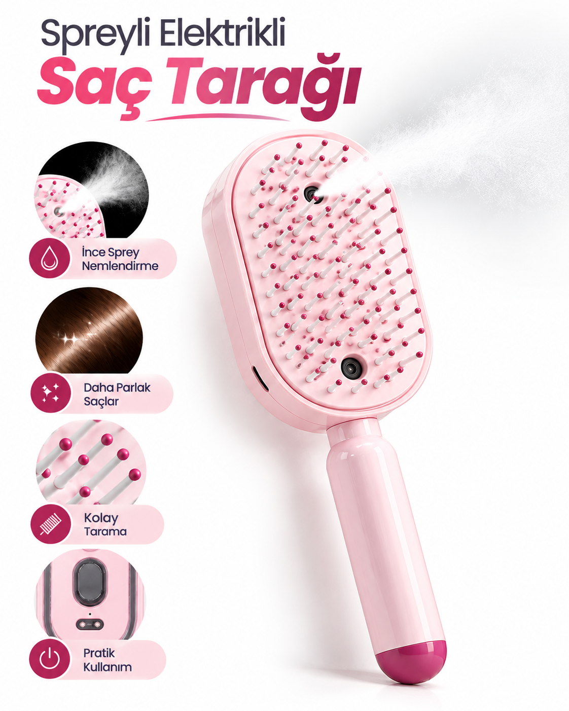 Şarjlı Elektrikli Saç Tarağı - Lisinya
