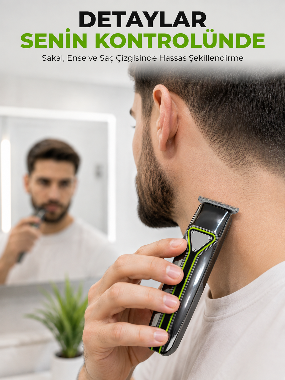 Profesyonel Erkek Tıraş Makinesi 3 Taraklı T Tipi Bıçaklı USB Şarjlı Saç Sakal Kesme Makinesi - Lisinya