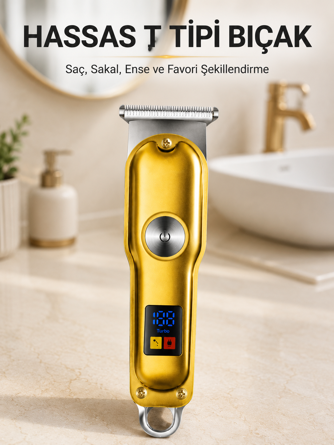 Şarjlı Saç Sakal Kesme Makinesi 1 2 3 mm Taraklı T Tipi Bıçaklı Kablolu ve Kablosuz Kullanım - Lisinya