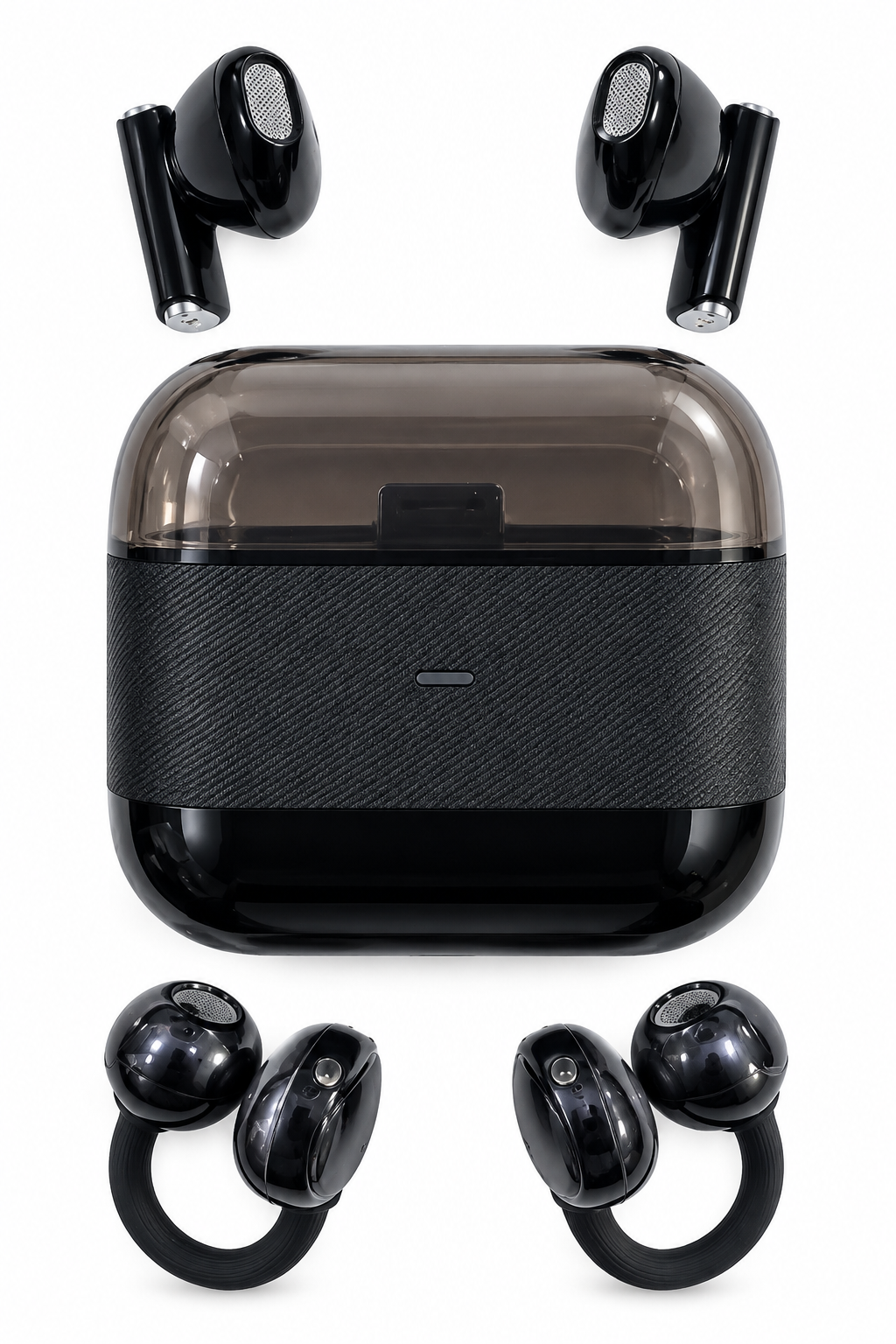 Kablosuz Bluetooth Kulaklık 2’si 1 Arada Klipsli Kulak İçi 4’lü Siyah - Lisinya