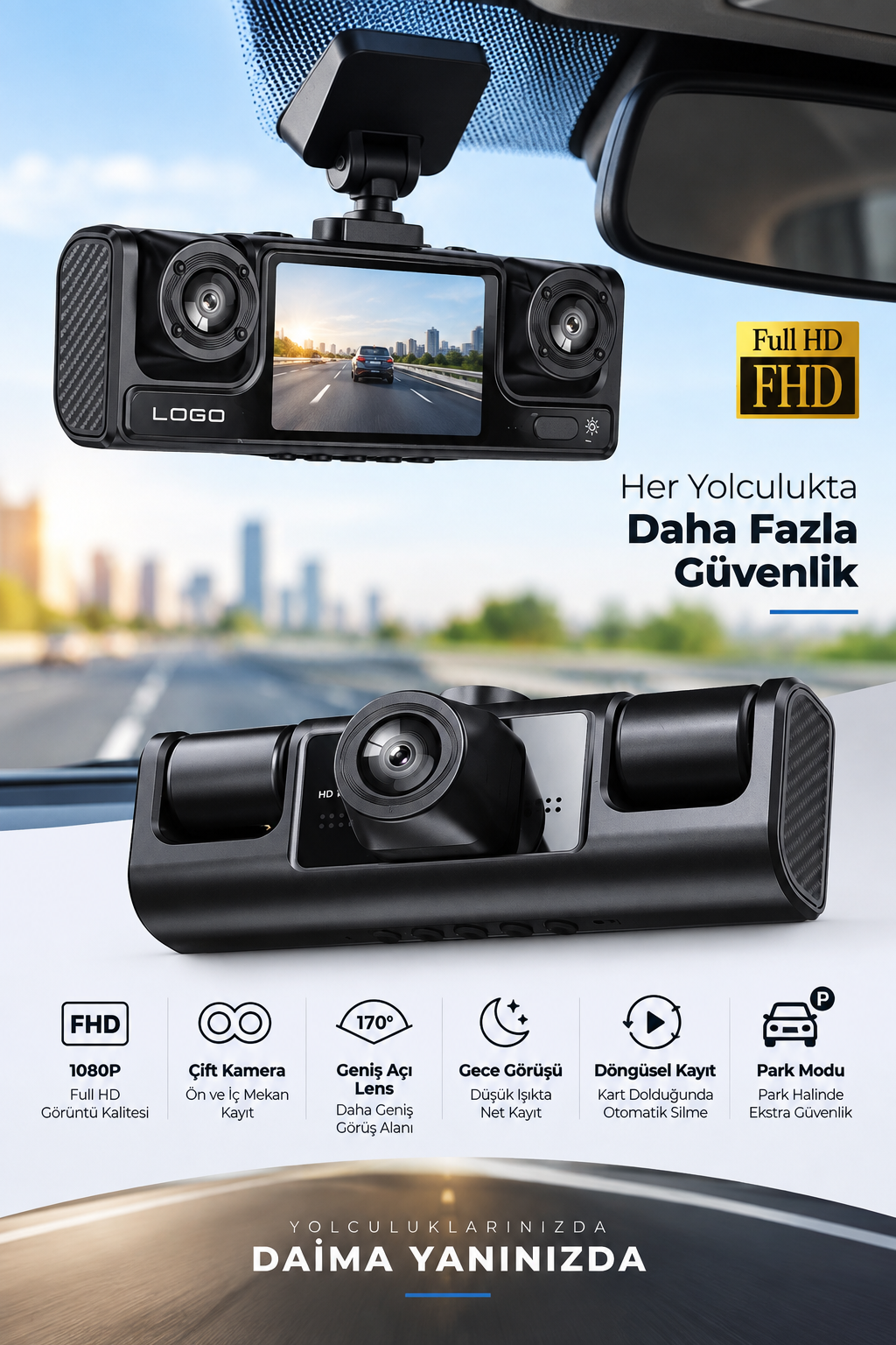 Full HD 1080P Döngüsel Kayıtlı Araç Kamerası - Lisinya Full HD 1080P Döngüsel Kayıtlı Araç Kamerası - Lisinya