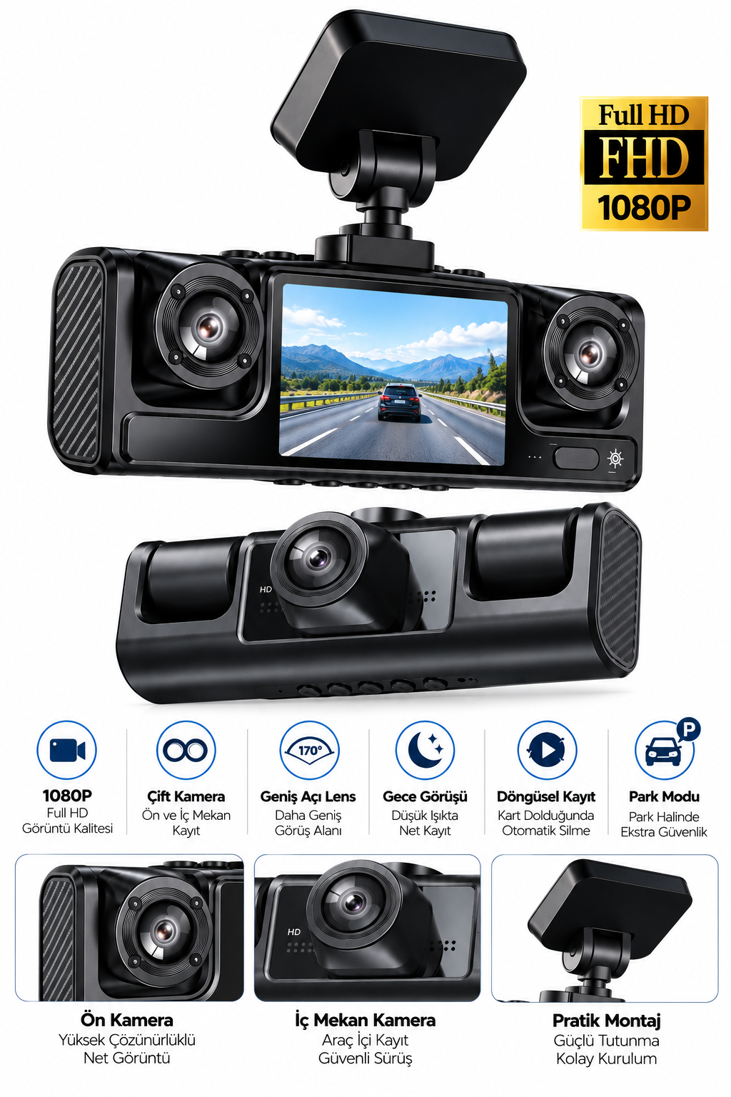 Full HD 1080P Döngüsel Kayıtlı Araç Kamerası - Lisinya Full HD 1080P Döngüsel Kayıtlı Araç Kamerası - Lisinya