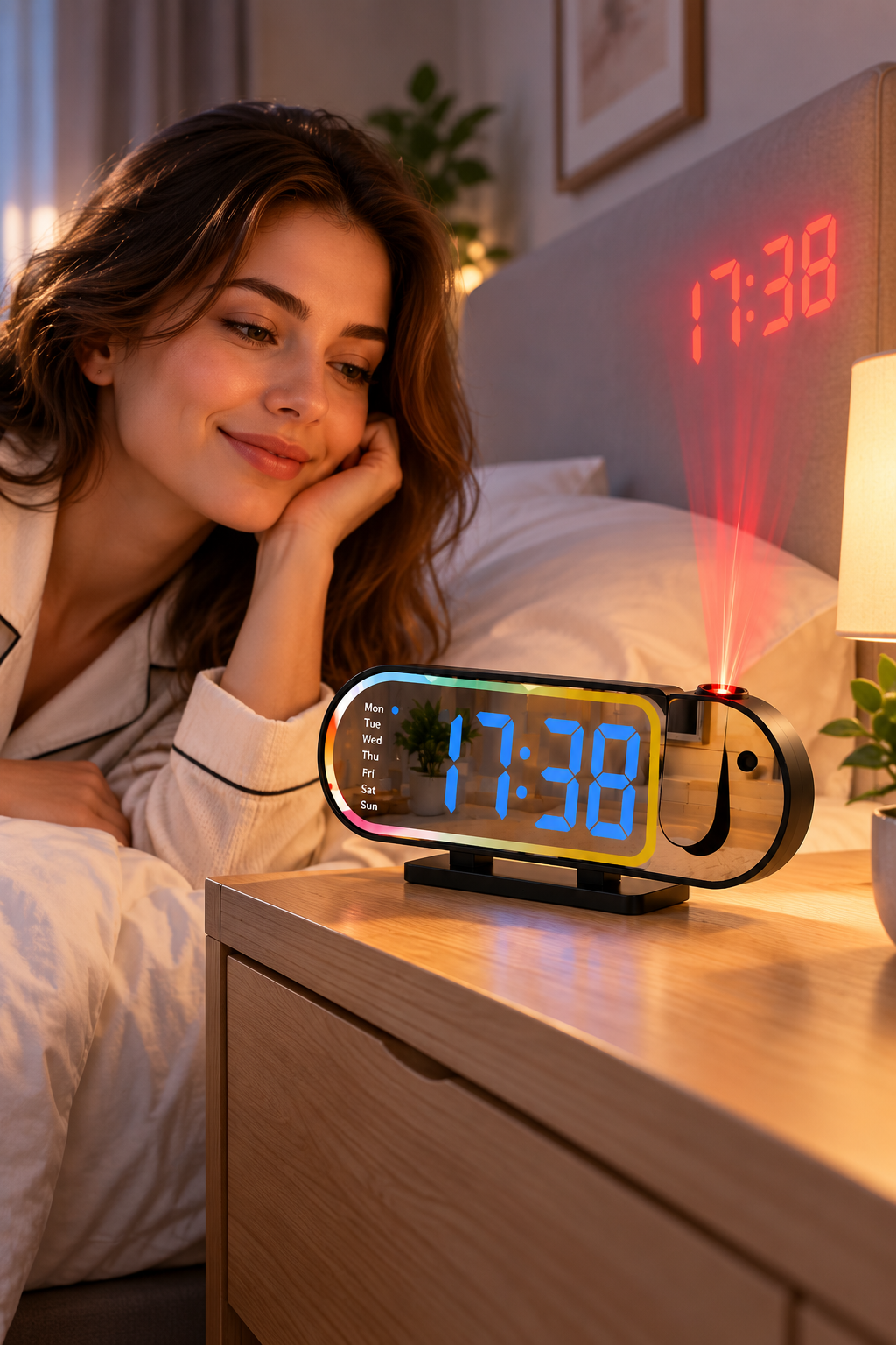 Dijital LED Masa Saati Masaüstü Alarm Saati Parlaklık Ayarlı Sıcaklık ve 12 24 Saat Göstergeli - Lisinya