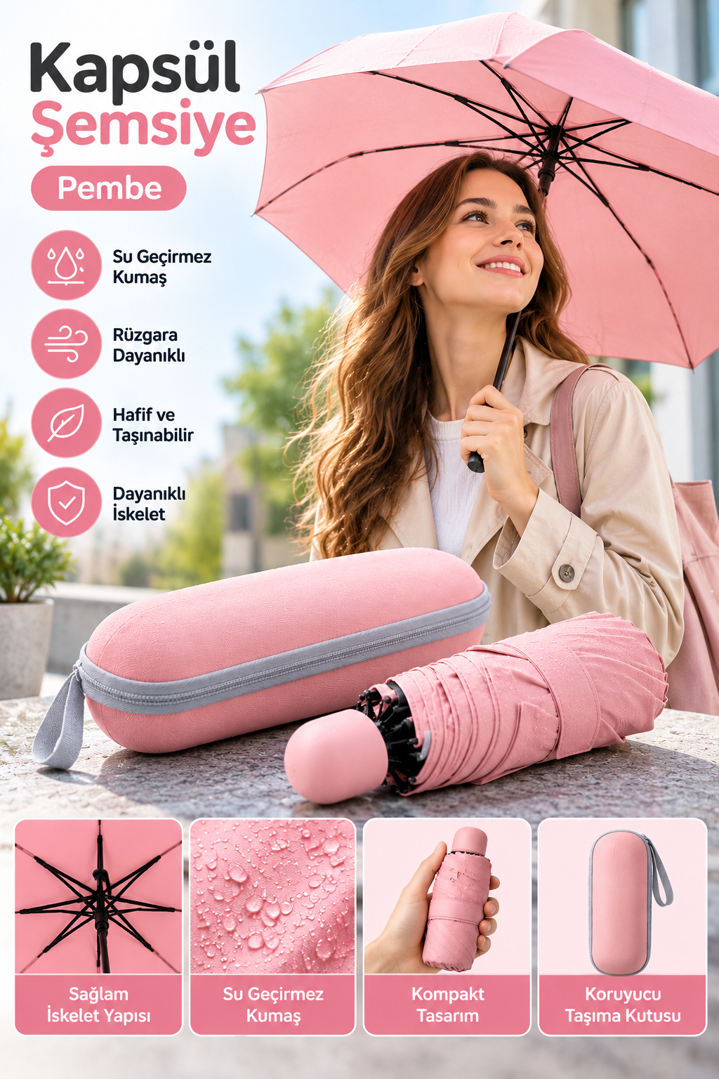 KAPSÜL ŞEMSİYE PEMBE - Lisinya KAPSÜL ŞEMSİYE PEMBE - Lisinya