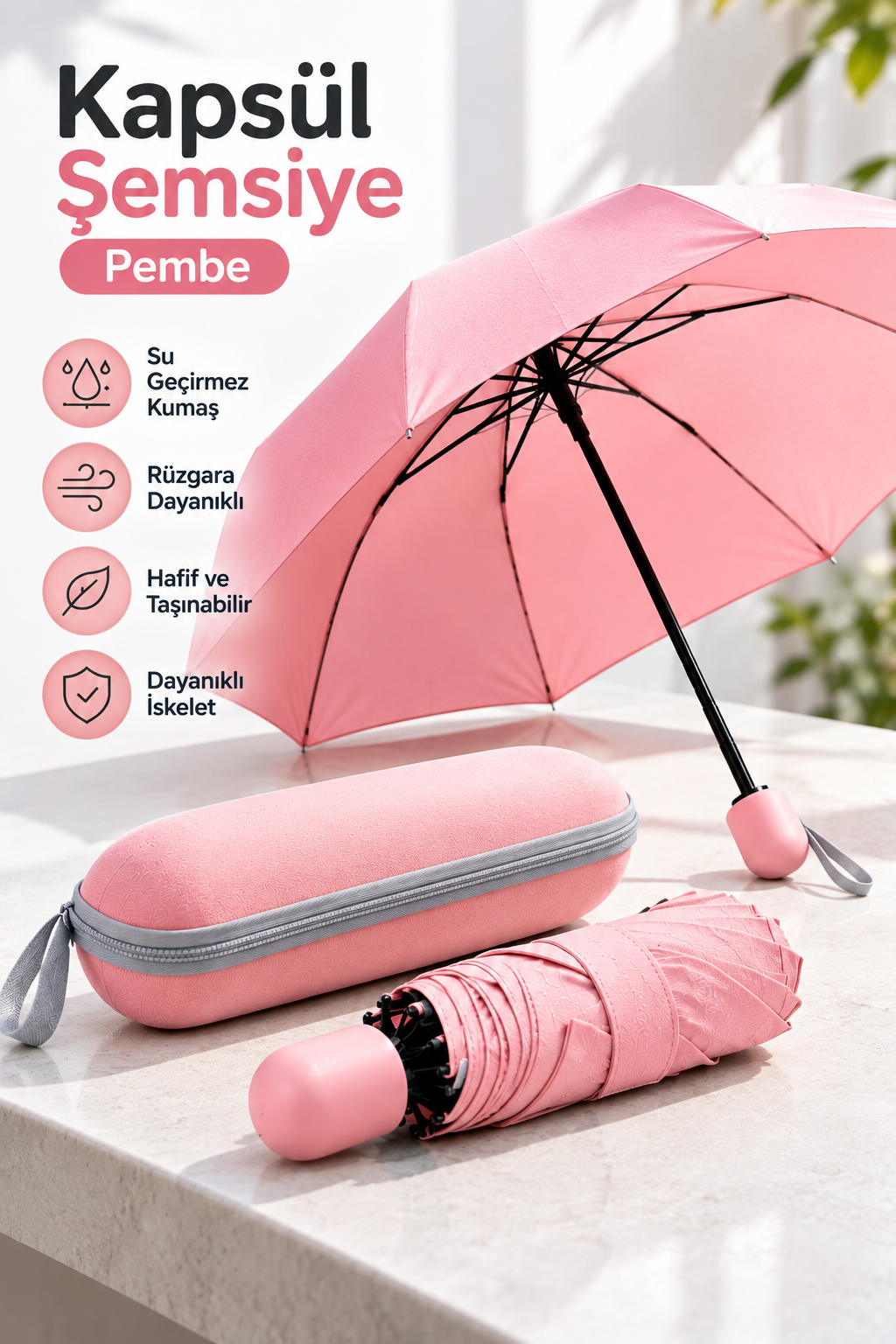 KAPSÜL ŞEMSİYE PEMBE - Lisinya KAPSÜL ŞEMSİYE PEMBE - Lisinya