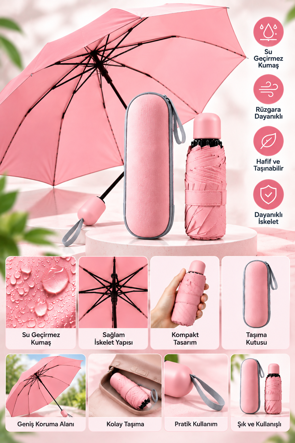 KAPSÜL ŞEMSİYE PEMBE - Lisinya KAPSÜL ŞEMSİYE PEMBE - Lisinya