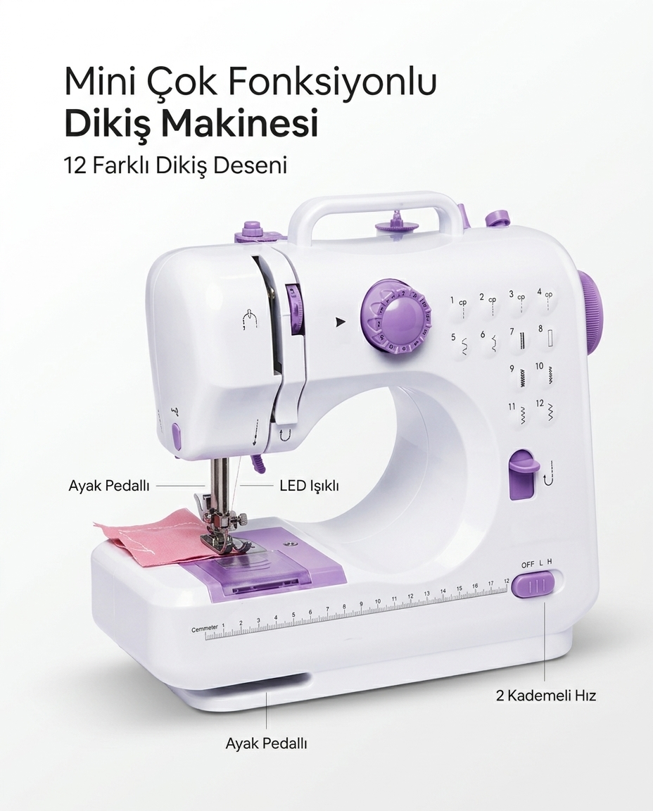12 Farklı Dikiş Desenli Mini Dikiş Makinesi - Lisinya 12 Farklı Dikiş Desenli Mini Dikiş Makinesi - Lisinya