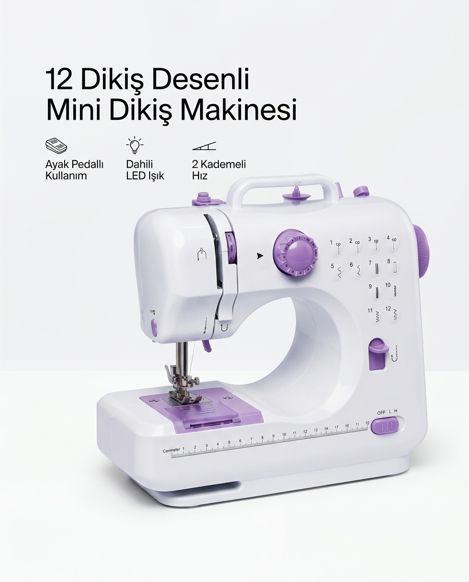 12 Farklı Dikiş Desenli Mini Dikiş Makinesi - Lisinya 12 Farklı Dikiş Desenli Mini Dikiş Makinesi - Lisinya