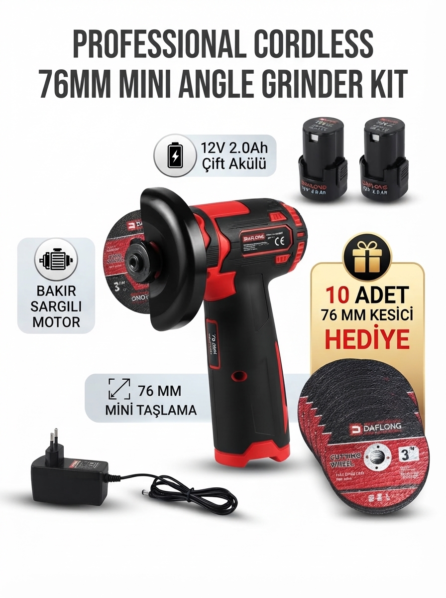 Çift Akülü Mini Taşlama Makinesi - Lisinya