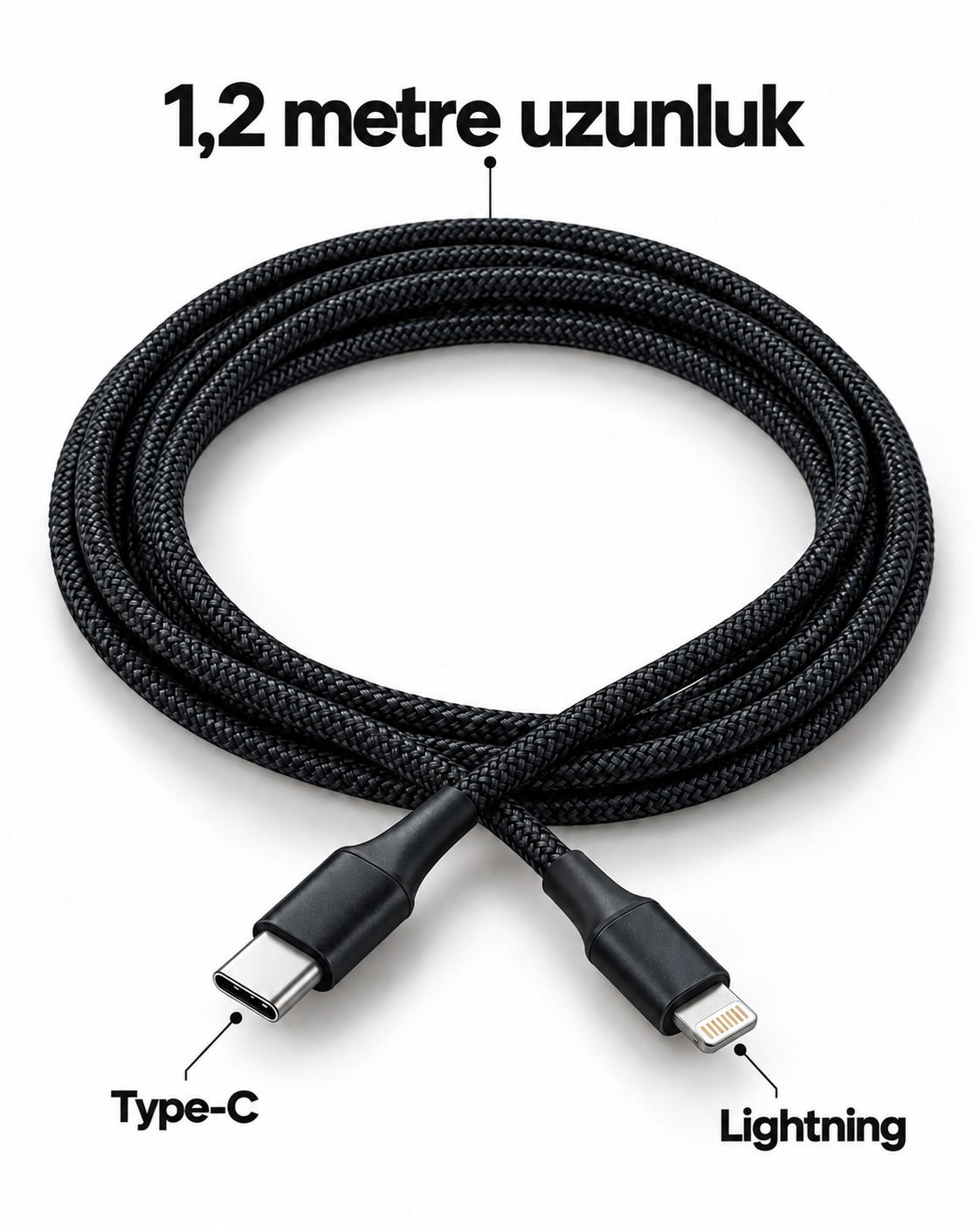 30W PD Hızlı Şarj Kablosu Type C Lightning LED Göstergeli - Lisinya