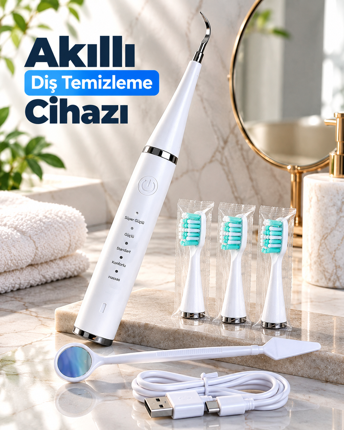 Şarjlı Akıllı Diş Temizleme Cihazı 5 Farklı Temizleme Modlu Hassas Bakım Cihazı - Lisinya Şarjlı Akıllı Diş Temizleme Cihazı 5 Farklı Temizleme Modlu Hassas Bakım Cihazı - Lisinya