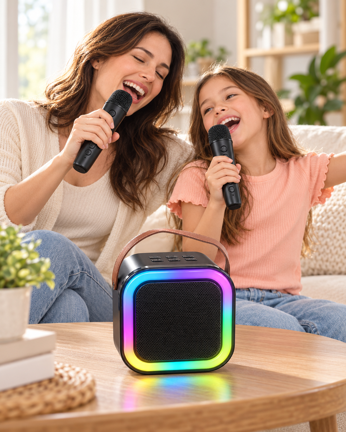Bluetooth Bağlantılı LED Işıklı Karaoke Ses Sistemi ve İki Kablosuz Mikrofon - Lisinya Bluetooth Bağlantılı LED Işıklı Karaoke Ses Sistemi ve İki Kablosuz Mikrofon - Lisinya