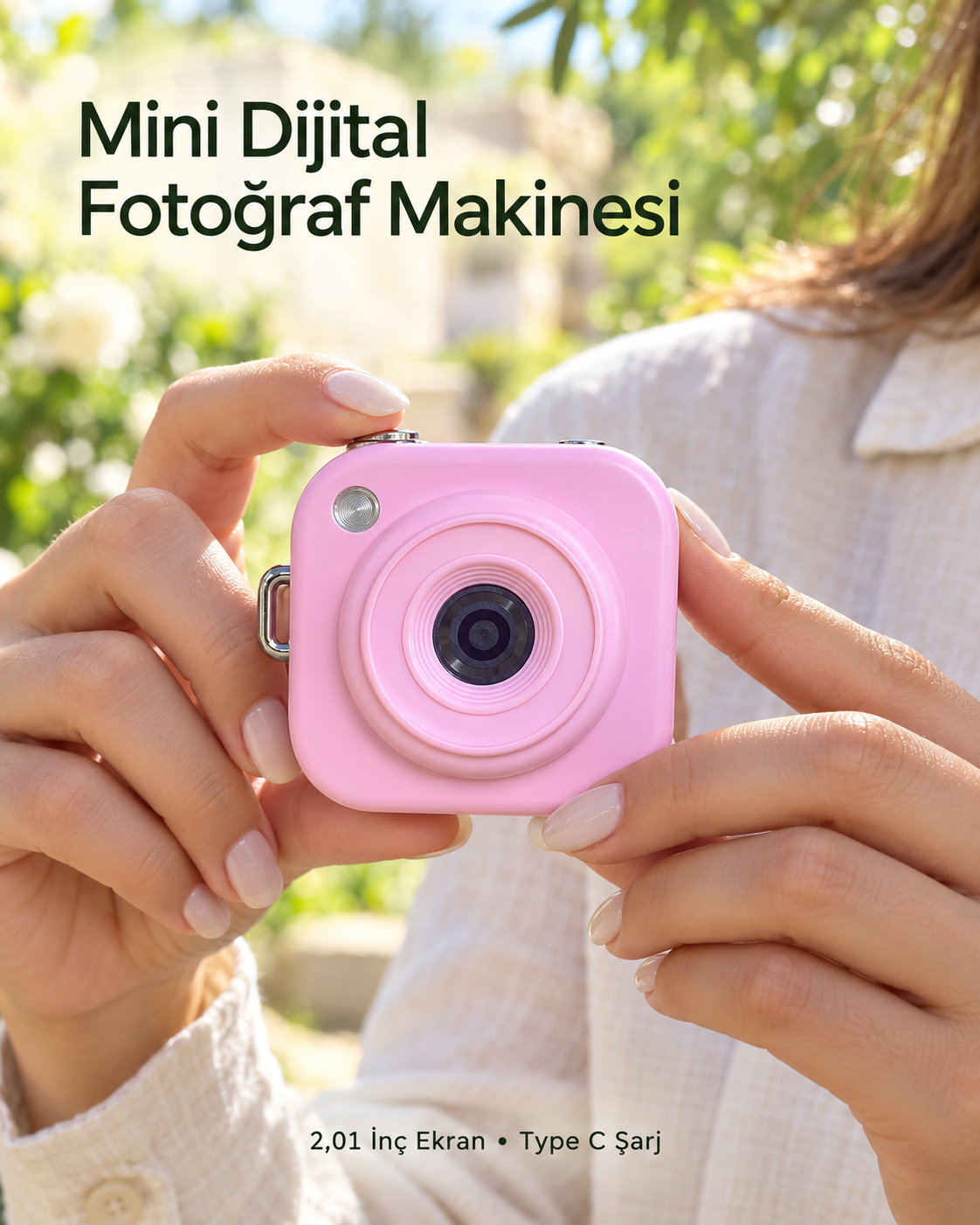 Type C Şarjlı Pembe Mini Fotoğraf Makinesi Taşıma Askılı Dijital Kamera - Lisinya Type C Şarjlı Pembe Mini Fotoğraf Makinesi Taşıma Askılı Dijital Kamera - Lisinya