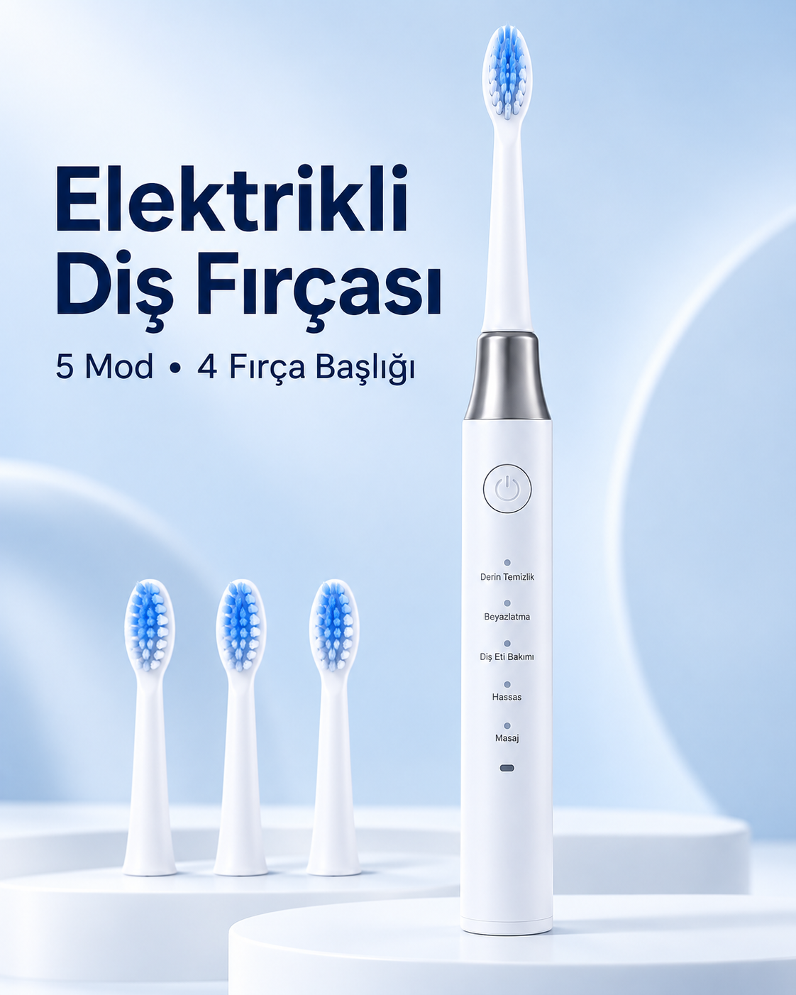 1. Hassas ve Masaj Modlu USB Şarjlı Beyaz Elektrikli Diş Fırçası 3 Başlık Hediyeli - Lisinya 1. Hassas ve Masaj Modlu USB Şarjlı Beyaz Elektrikli Diş Fırçası 3 Başlık Hediyeli - Lisinya