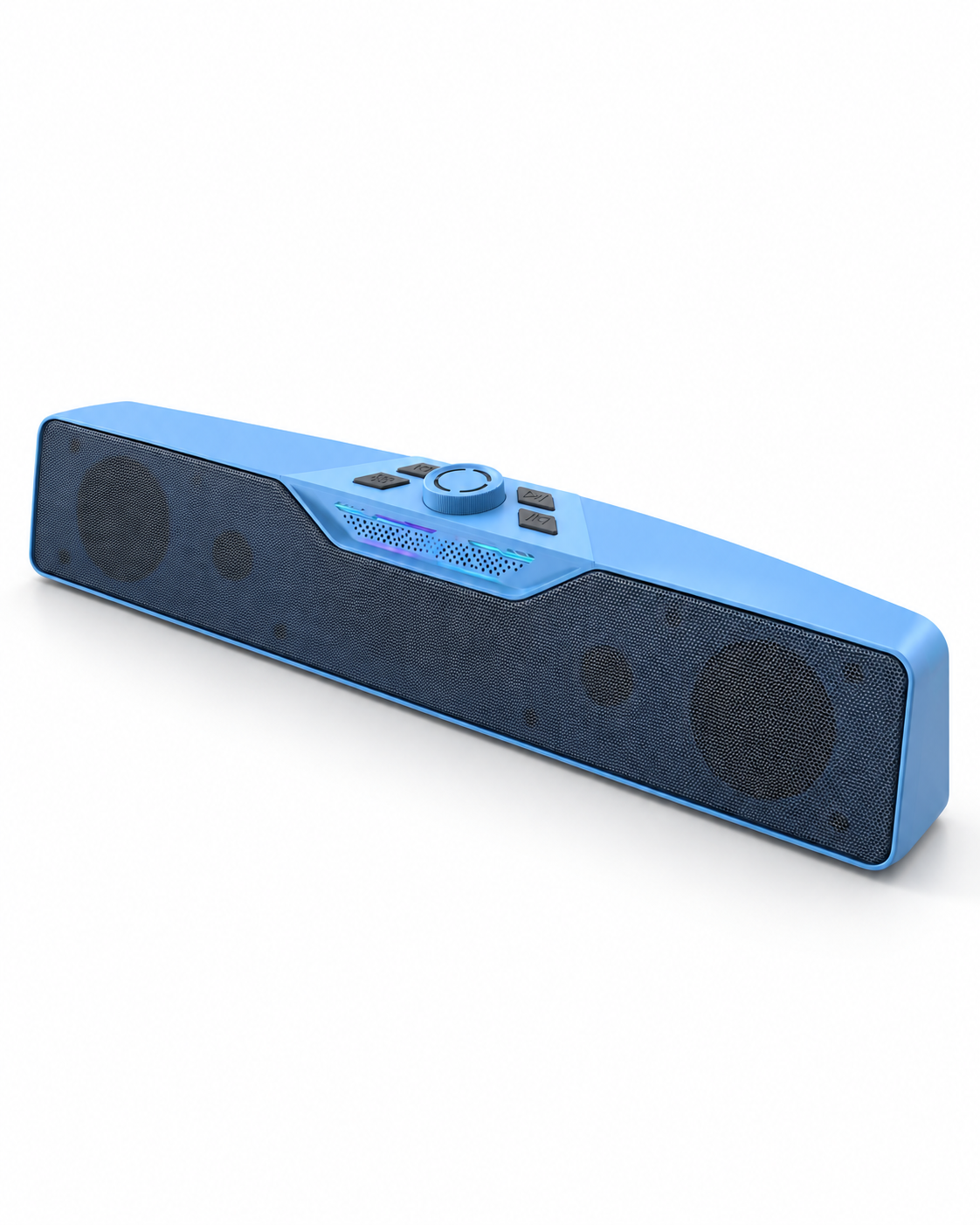 Döner Kontrol Düğmeli Bluetooth 5.4 Kablosuz Hoparlör 6 W RGB Işıklı Mavi - Lisinya