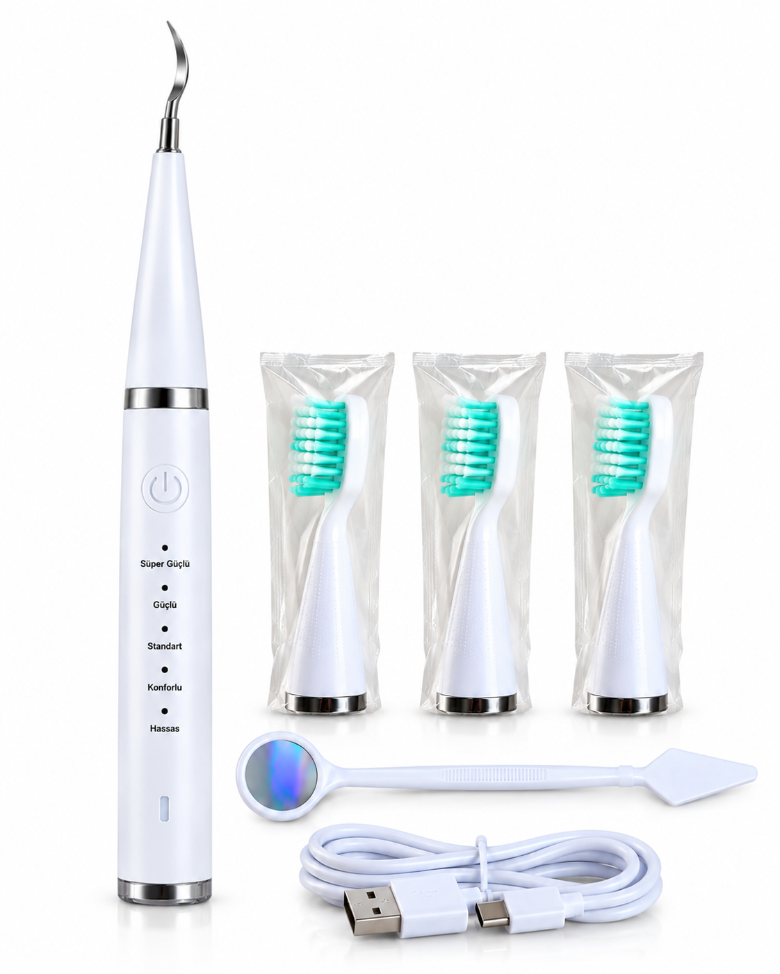 1. Taşınabilir Akıllı Diş Temizleme Cihazı Ayarlanabilir 5 Kademe Type C Şarjlı Sonic Temizleme - Lisinya