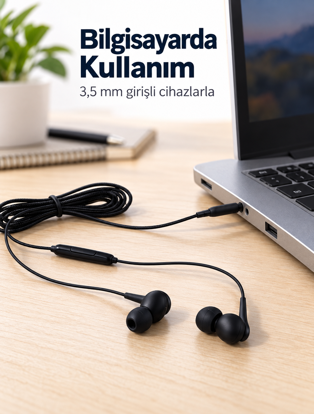 Günlük Kullanıma Uygun Silikon Uçlu Kablolu Kulaklık - Lisinya Günlük Kullanıma Uygun Silikon Uçlu Kablolu Kulaklık - Lisinya
