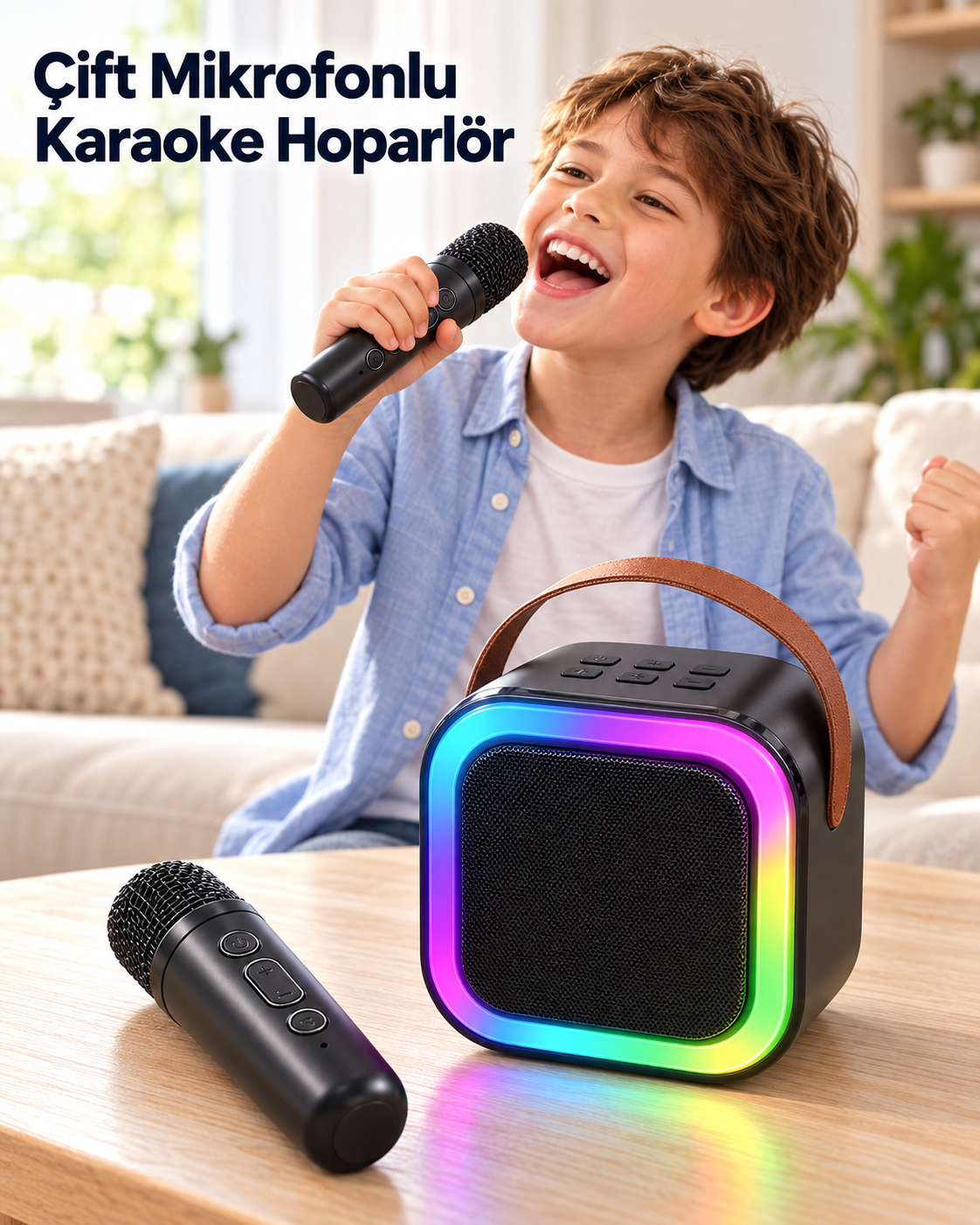 Evde Karaoke İçin Çift Mikrofonlu Şarj Edilebilir Kablosuz Hoparlör - Lisinya Evde Karaoke İçin Çift Mikrofonlu Şarj Edilebilir Kablosuz Hoparlör - Lisinya