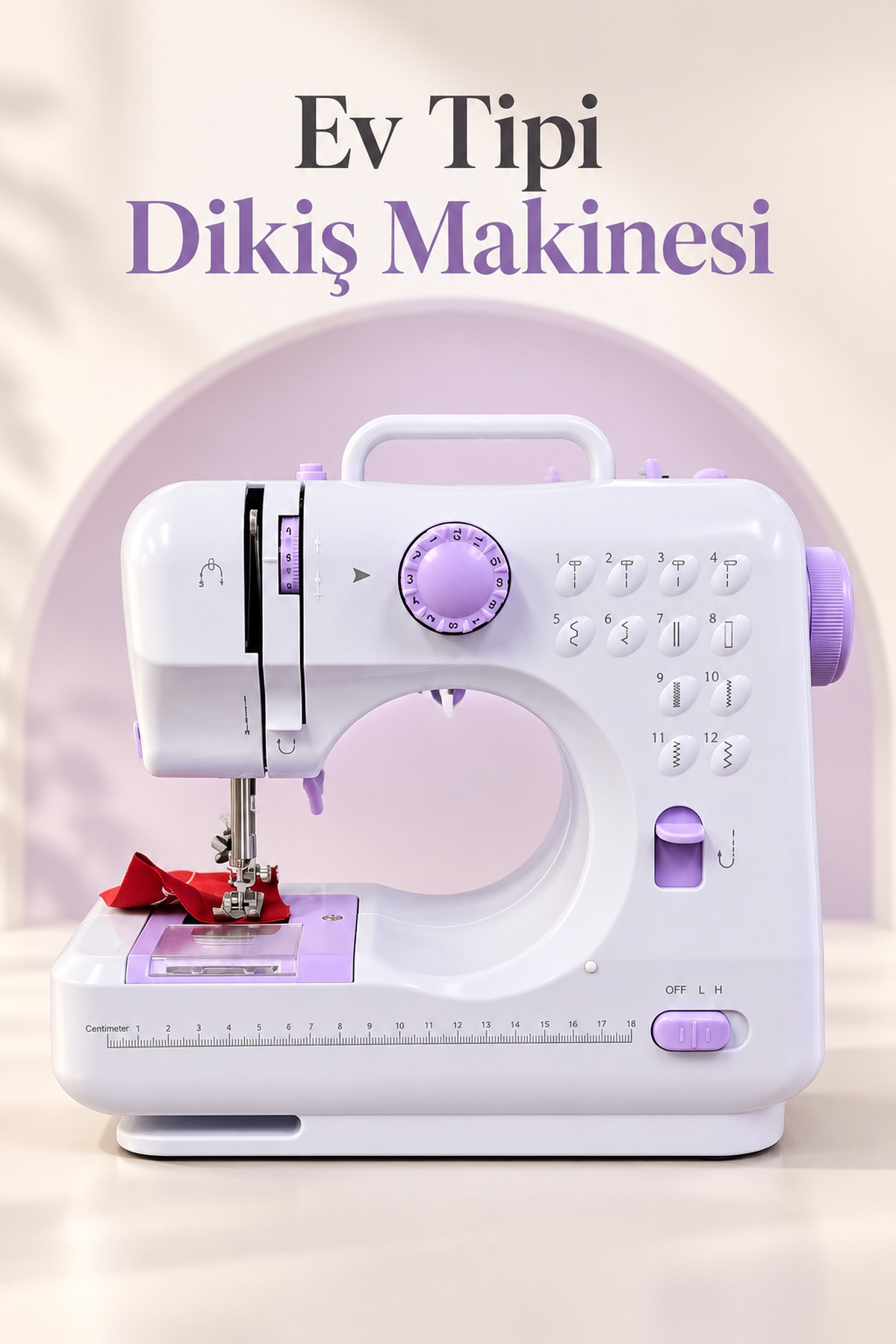 Ayak Pedallı Dikiş Makinesi Beyaz Lila Mini Tasarım - Lisinya Ayak Pedallı Dikiş Makinesi Beyaz Lila Mini Tasarım - Lisinya