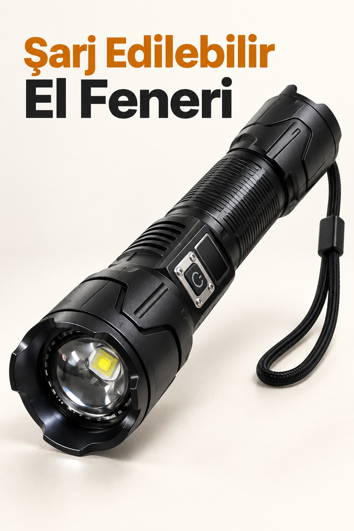 Şarj Edilebilir LED El Feneri Dijital Göstergeli Alüminyum Gövde - Lisinya Şarj Edilebilir LED El Feneri Dijital Göstergeli Alüminyum Gövde - Lisinya