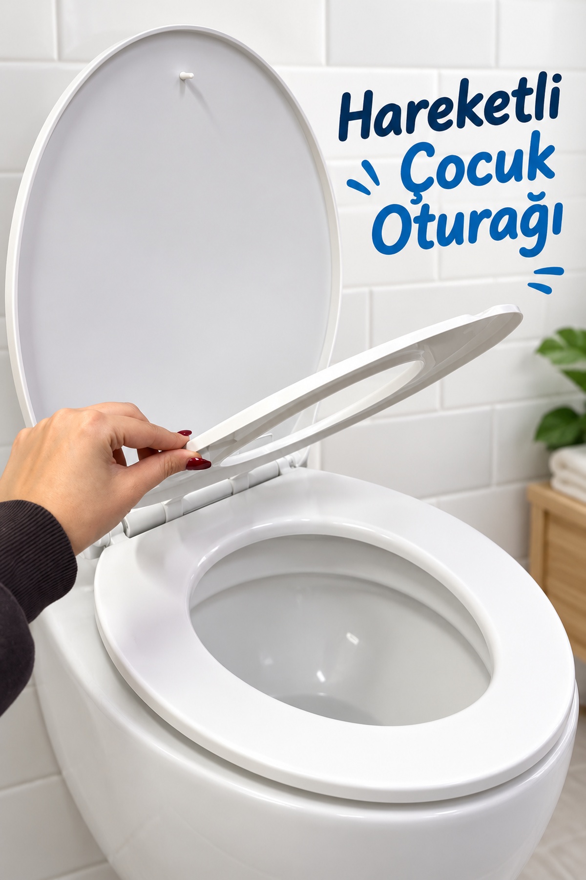 Çocuk Adaptörlü Beyaz Klozet Kapağı Aile Tipi - Lisinya Çocuk Adaptörlü Beyaz Klozet Kapağı Aile Tipi - Lisinya