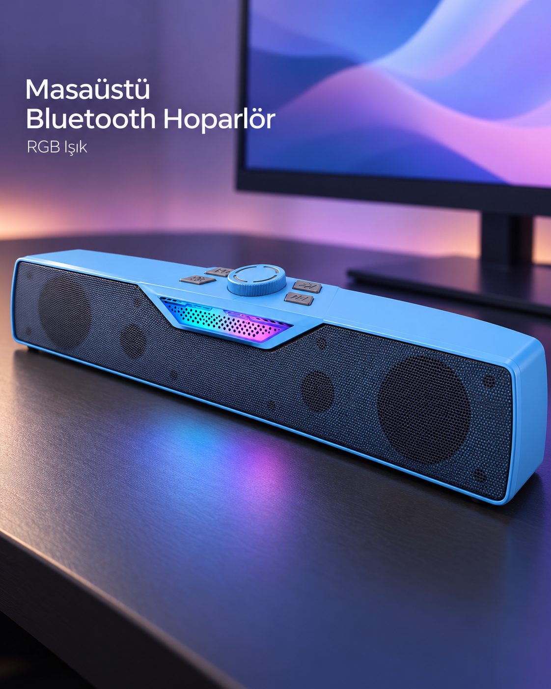 RGB Işıklı Bluetooth 5.4 Masaüstü Soundbar Hoparlör USB ve TF Kart Destekli Mavi - Lisinya RGB Işıklı Bluetooth 5.4 Masaüstü Soundbar Hoparlör USB ve TF Kart Destekli Mavi - Lisinya