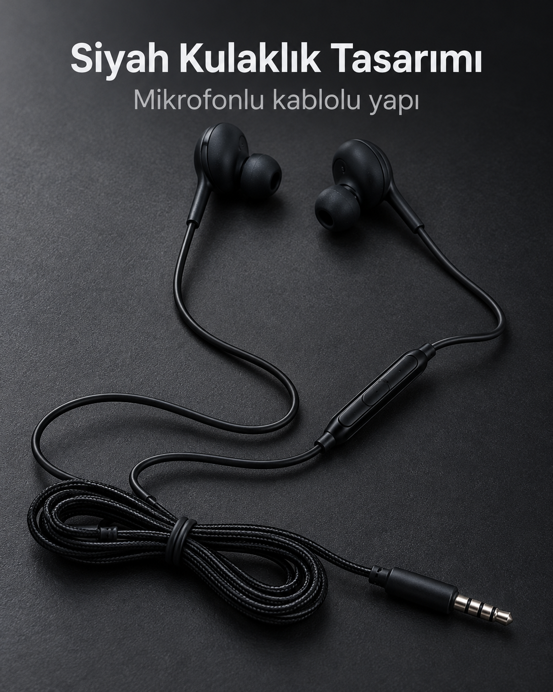 Silikon Uçlu Mikrofonlu Siyah Kablolu Kulak İçi Kulaklık - Lisinya