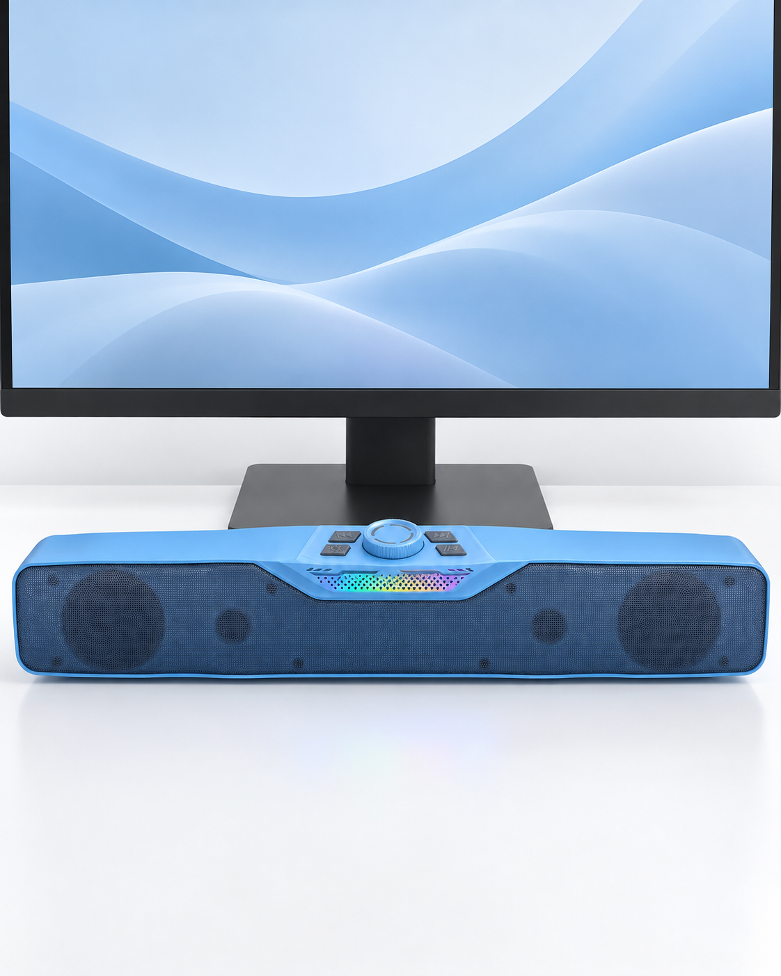 Döner Kontrol Düğmeli Bluetooth 5.4 Kablosuz Hoparlör 6 W RGB Işıklı Mavi - Lisinya