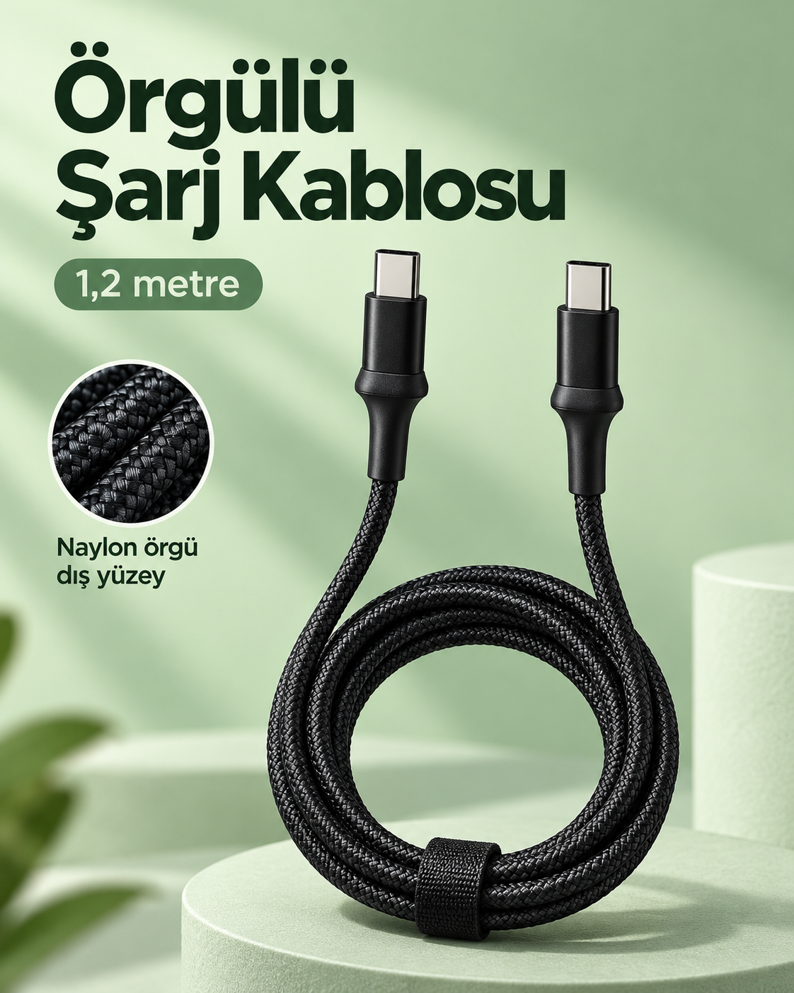 Type C to Type C LED Işıklı Şarj Kablosu 1,2 Metre - Lisinya