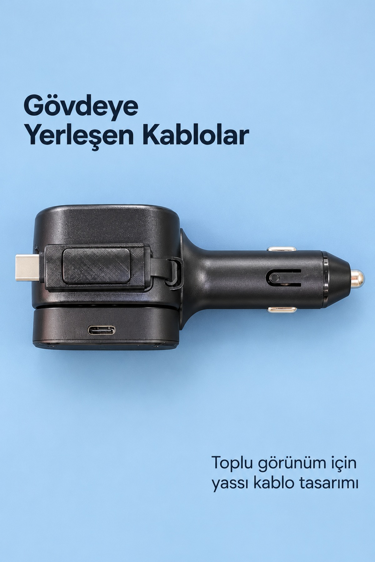 Uzayabilen Yassı Kablolu Çakmaklık Şarj Cihazı Type C ve Lightning - Lisinya