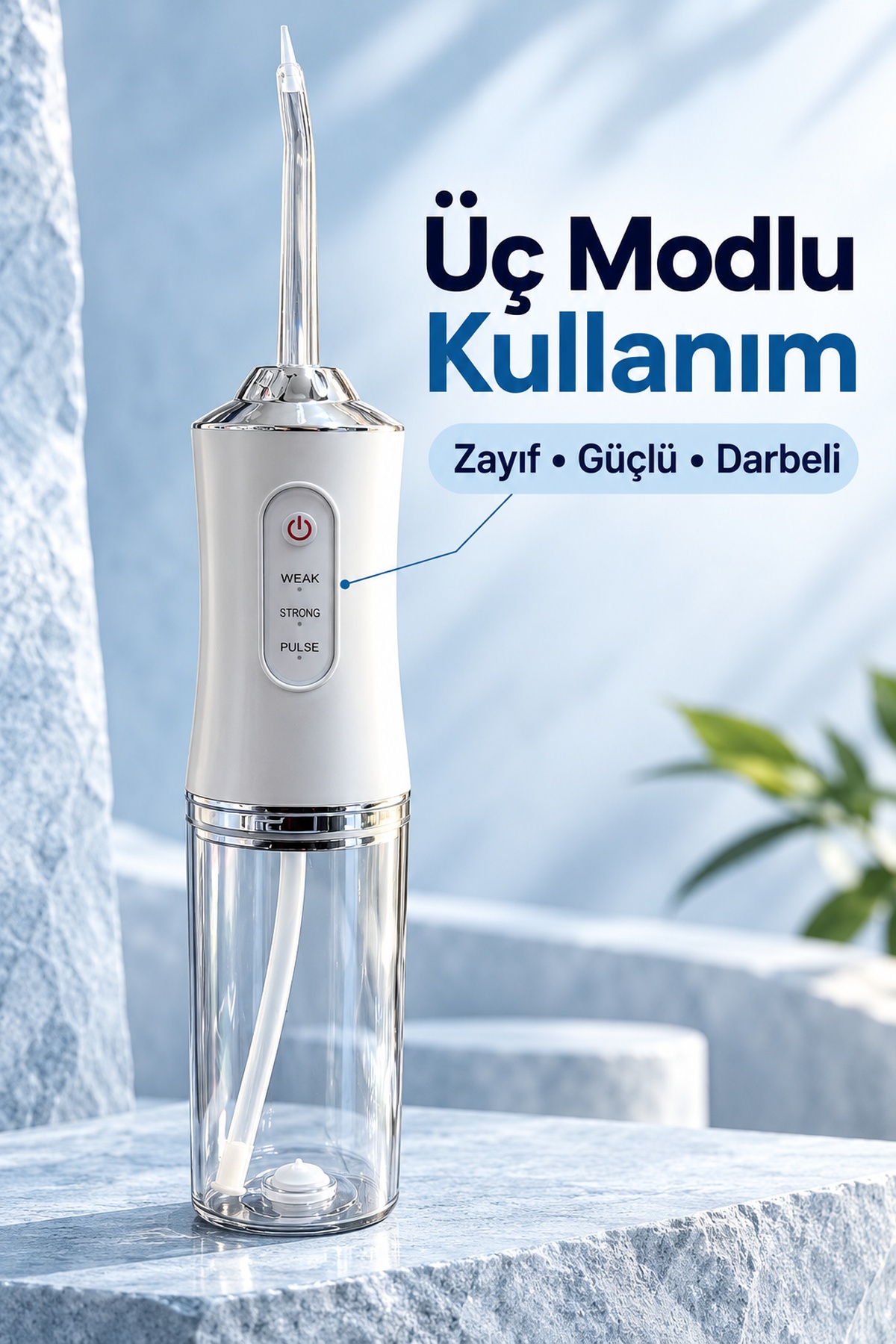 Şarj Edilebilir Ağız Duşu Üç Modlu Şeffaf Hazneli - Lisinya