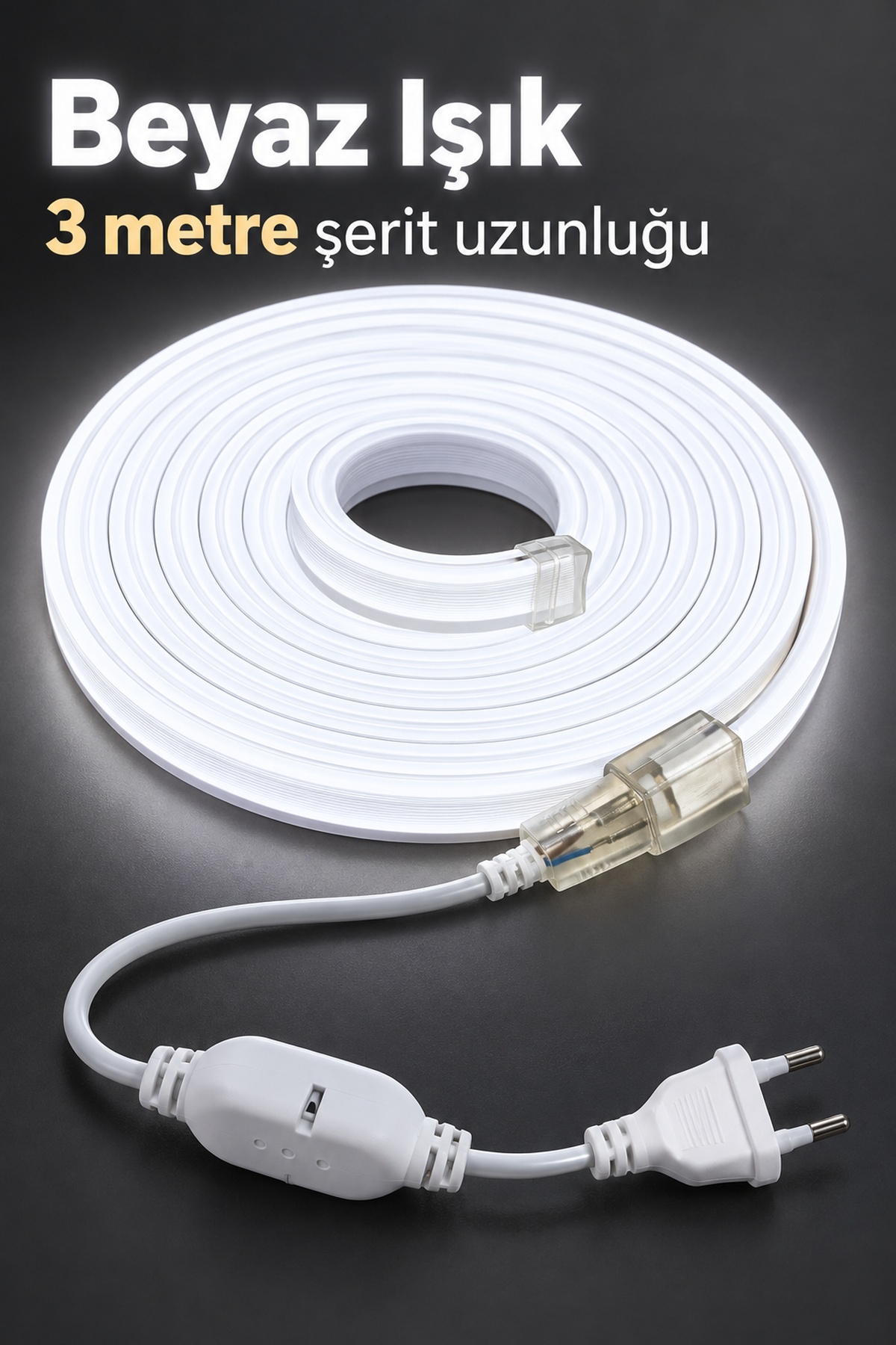Şerit Aydınlatma 3 Metre Beyaz Gövdeli Kablolu Model - Lisinya Şerit Aydınlatma 3 Metre Beyaz Gövdeli Kablolu Model - Lisinya